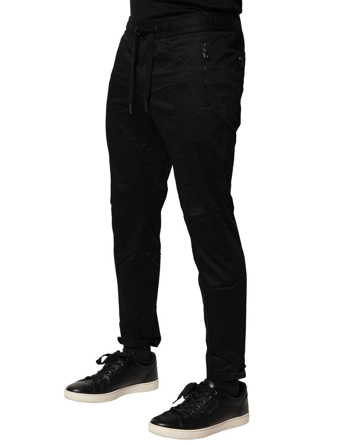 Dolce & Gabbana Black Cotton Mid Waist Jogger Men's Pants (Pre-Owned)
