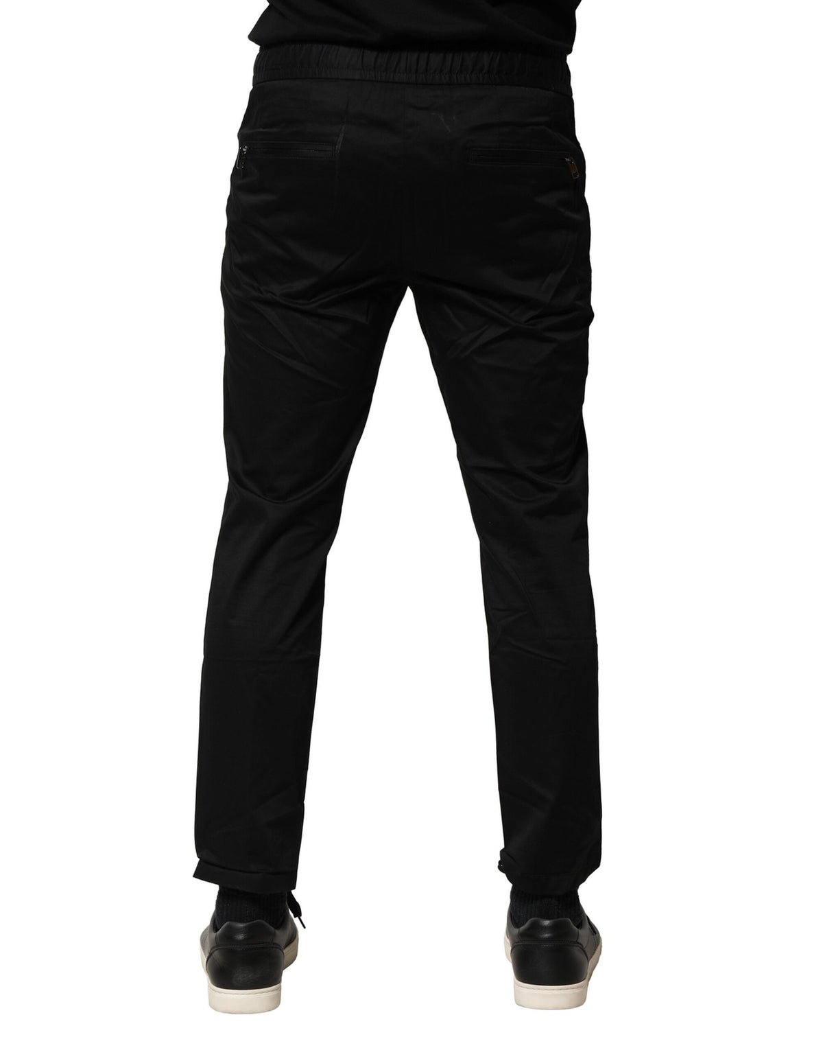 Dolce & Gabbana Black Cotton Mid Waist Jogger Men's Pants (Pre-Owned)