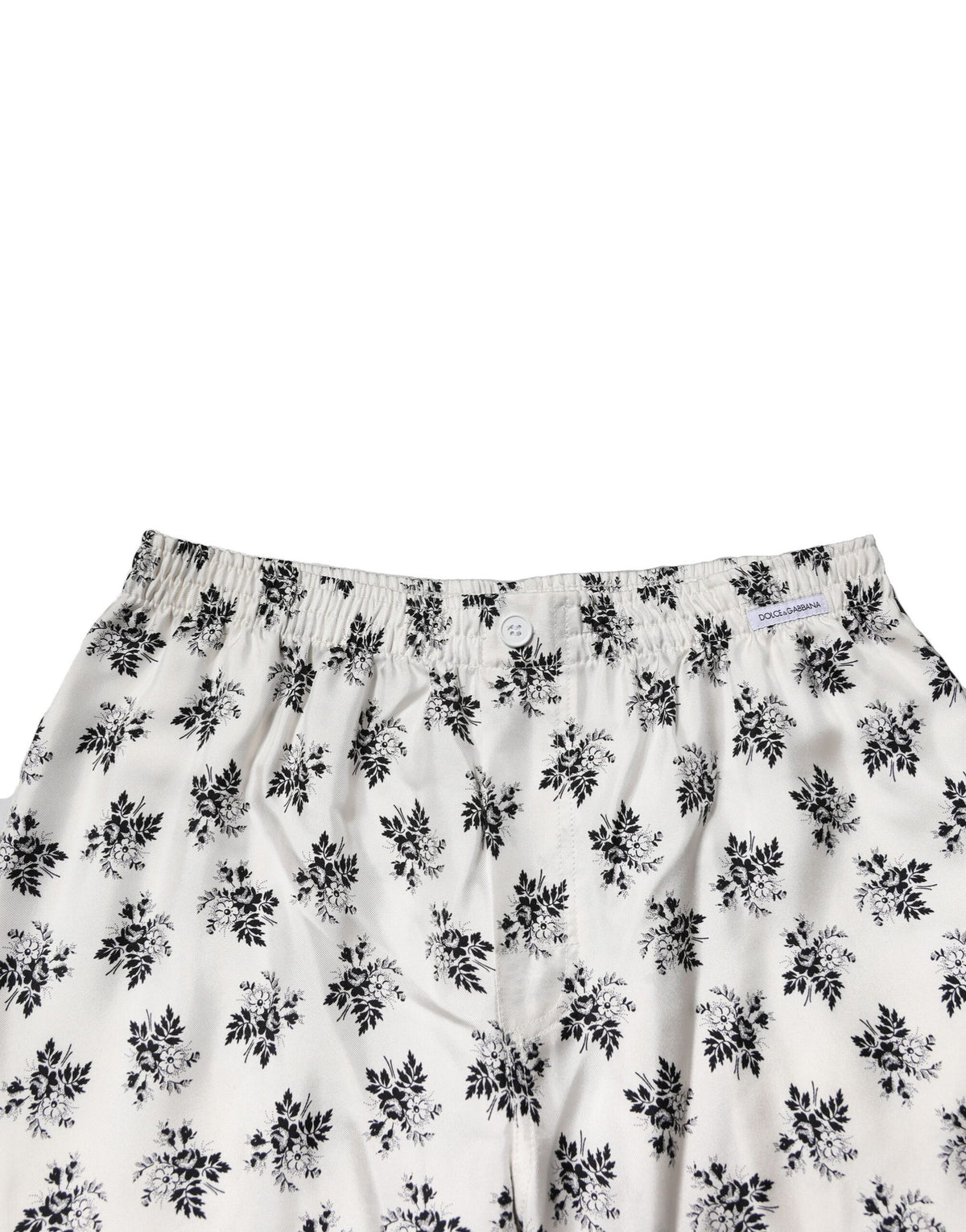Dolce & Gabbana White Floral Silk Casual Lounge Men's Pants