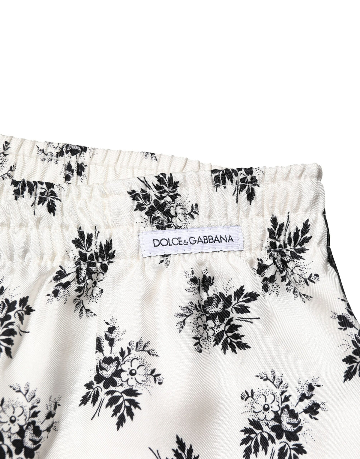 Dolce & Gabbana White Floral Silk Casual Lounge Men's Pants