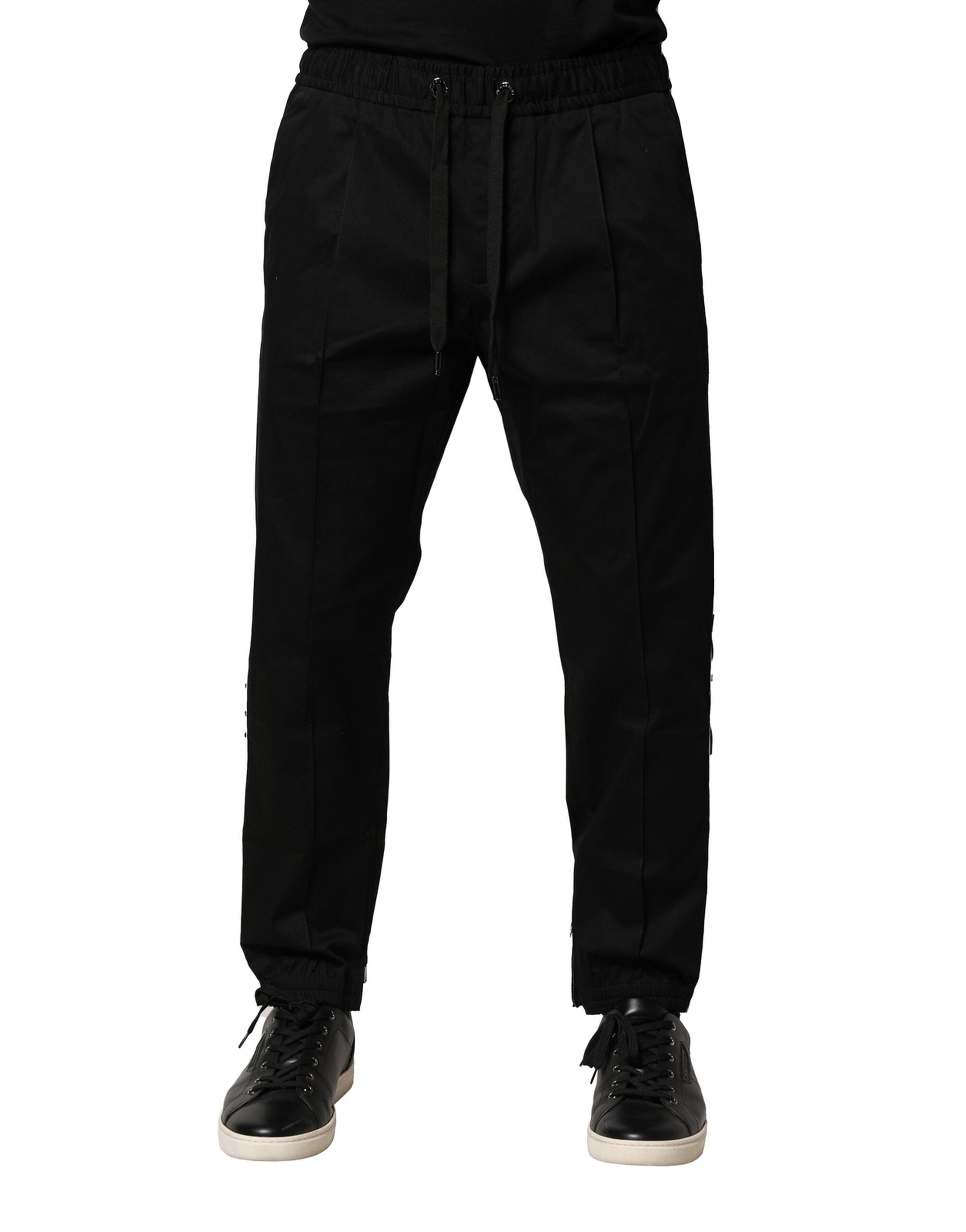 Dolce & Gabbana Black Cotton Mid Waist Jogger Men's Pants
