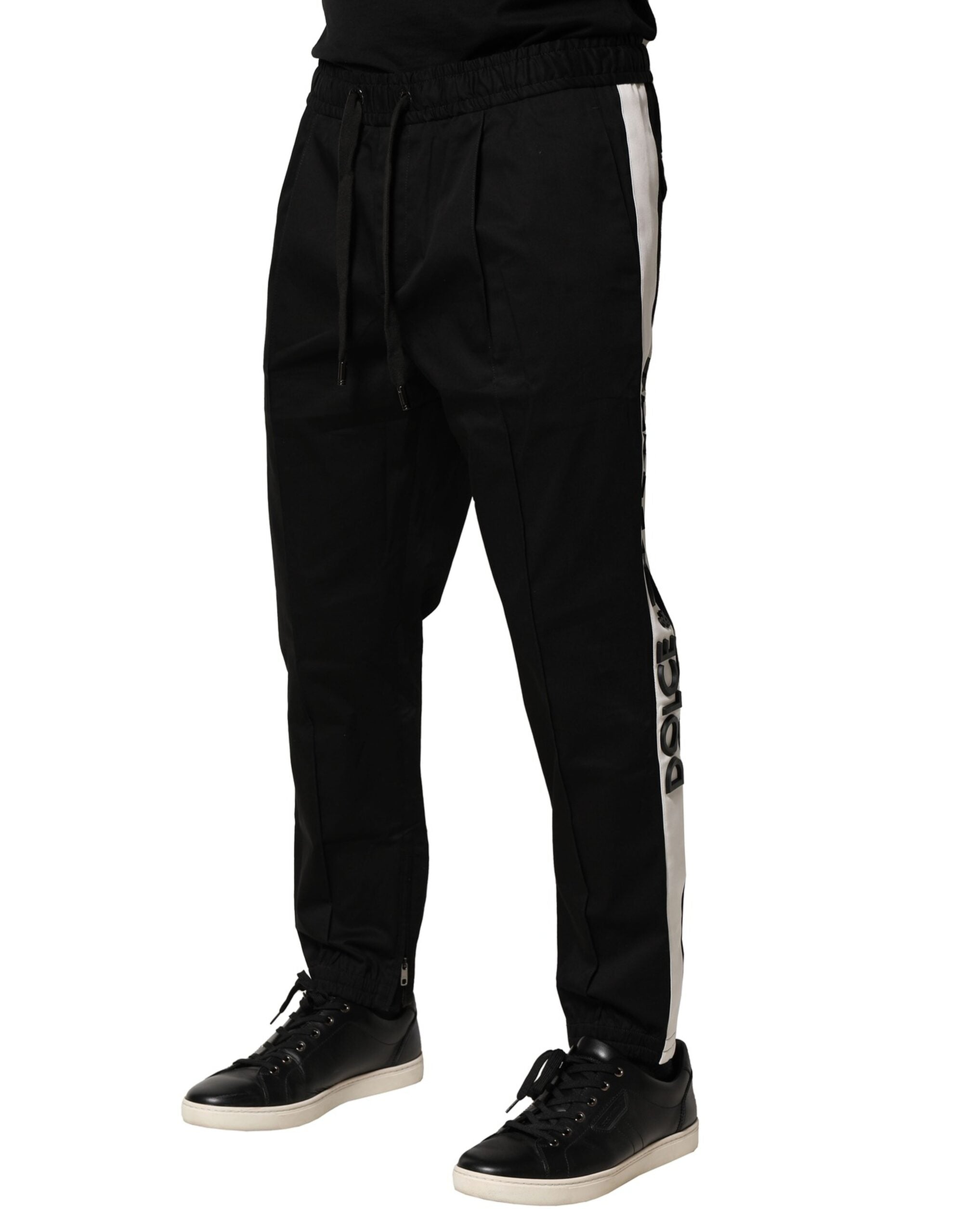 Dolce & Gabbana Black Cotton Mid Waist Jogger Men's Pants
