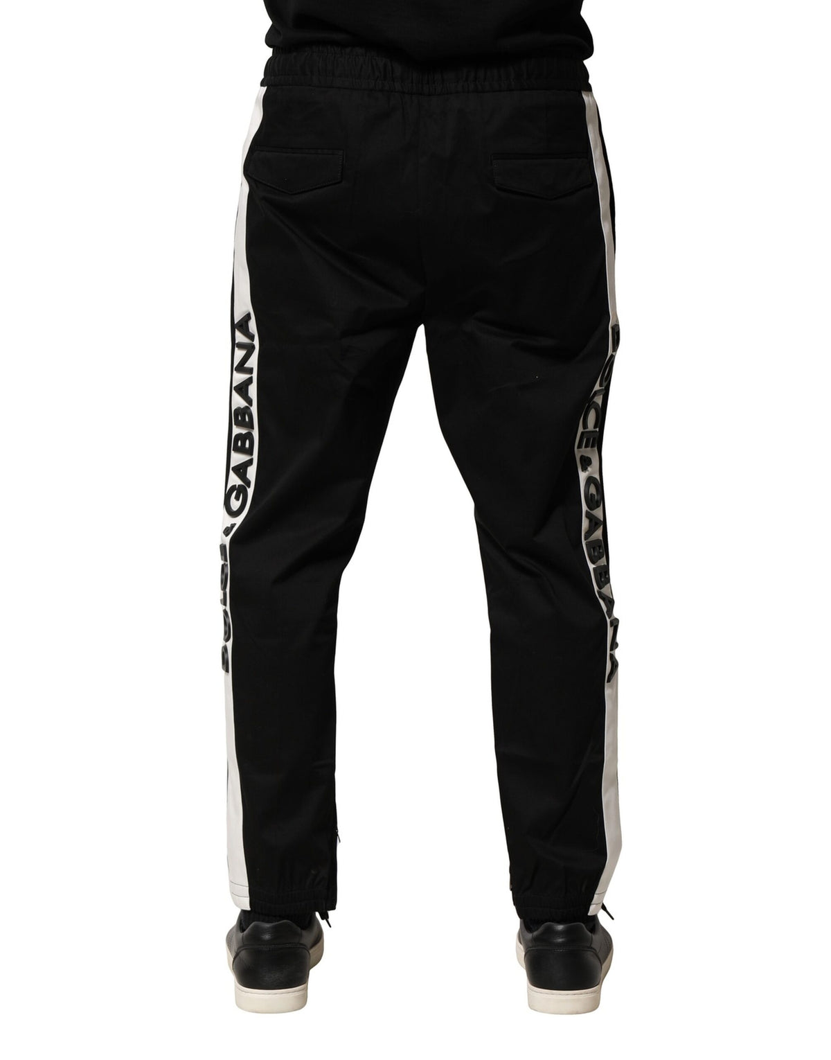 Dolce & Gabbana Black Cotton Mid Waist Jogger Men's Pants