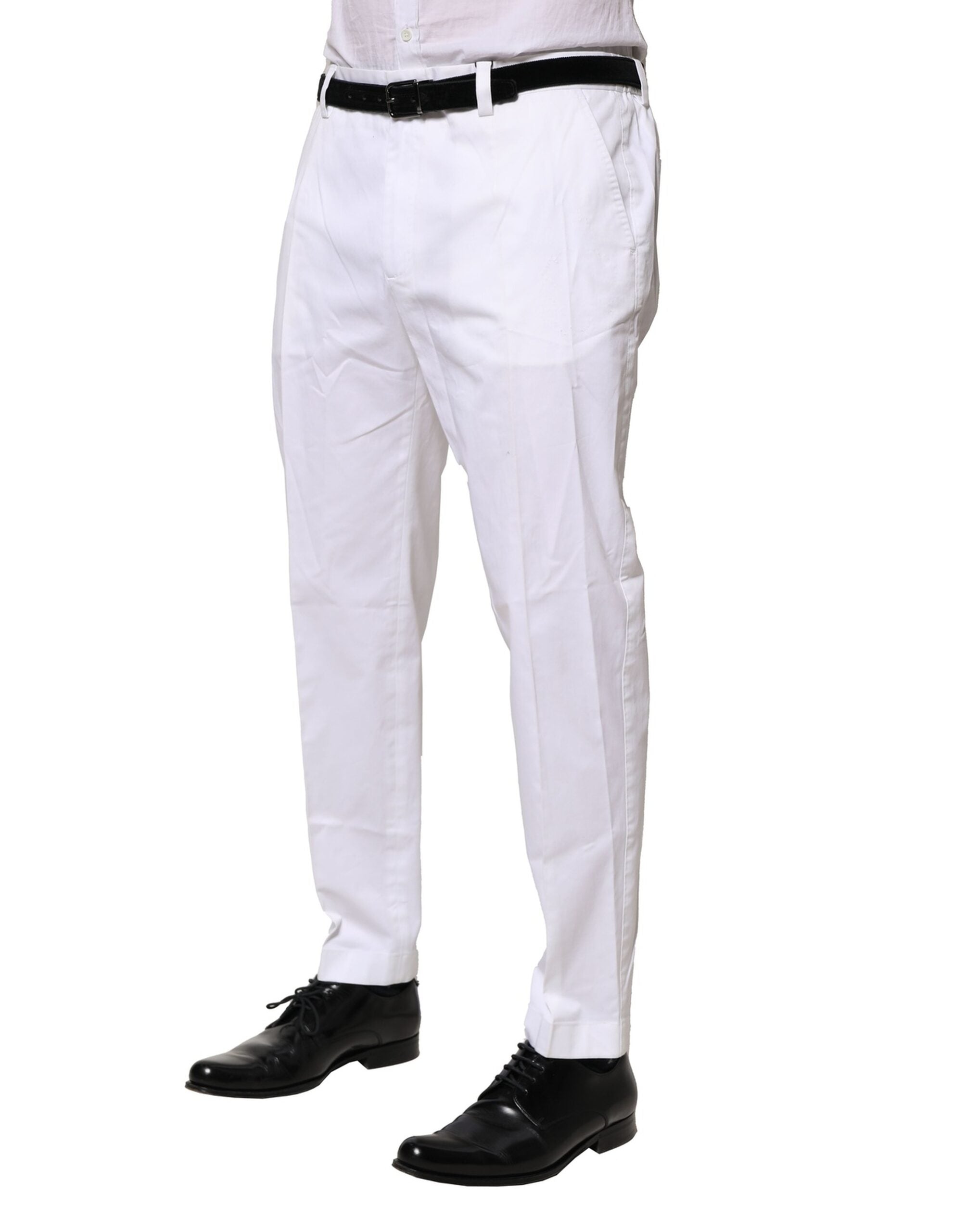 Dolce & Gabbana White Cotton Dress Slim Formal Men's Pants