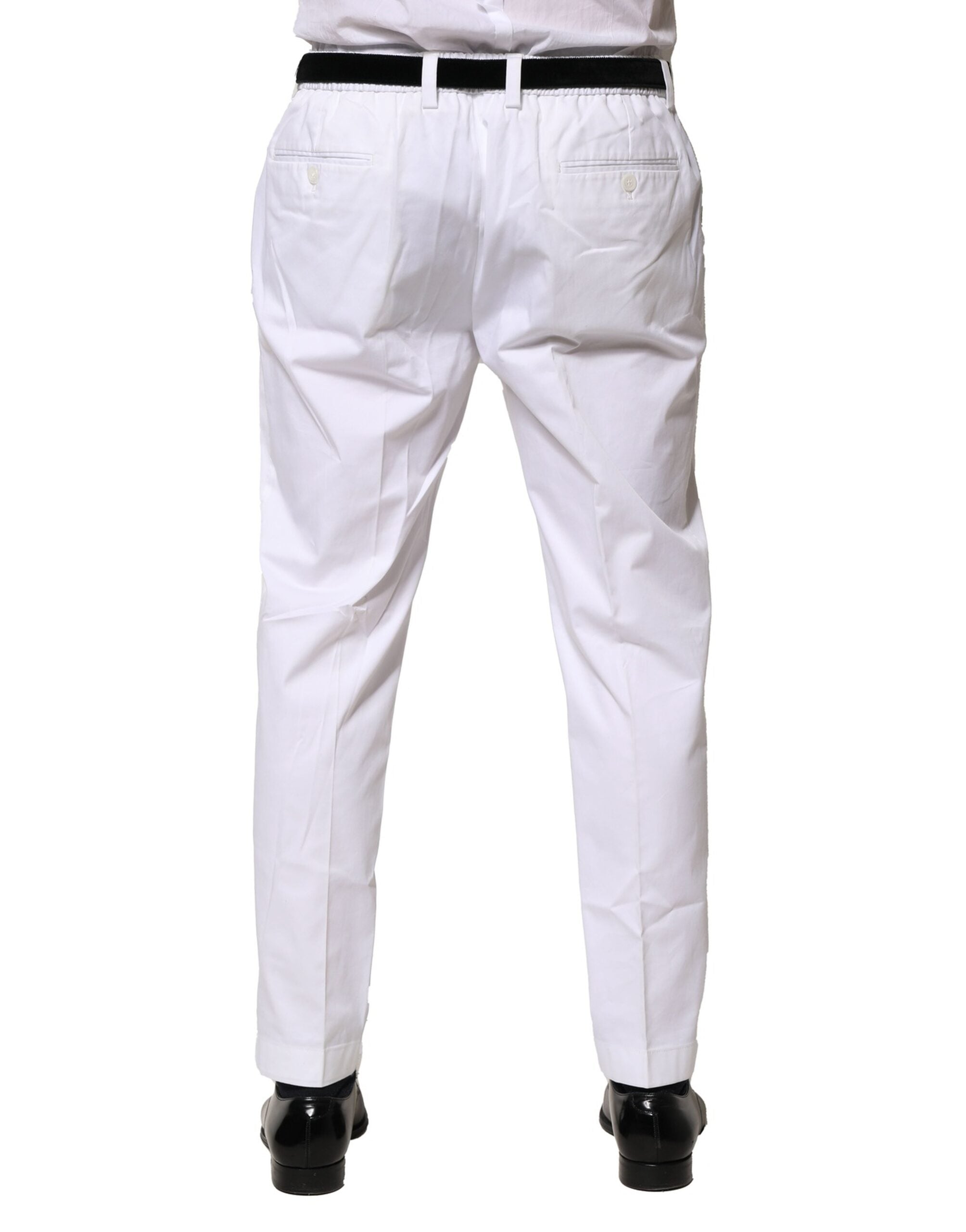 Dolce & Gabbana White Cotton Dress Slim Formal Men's Pants