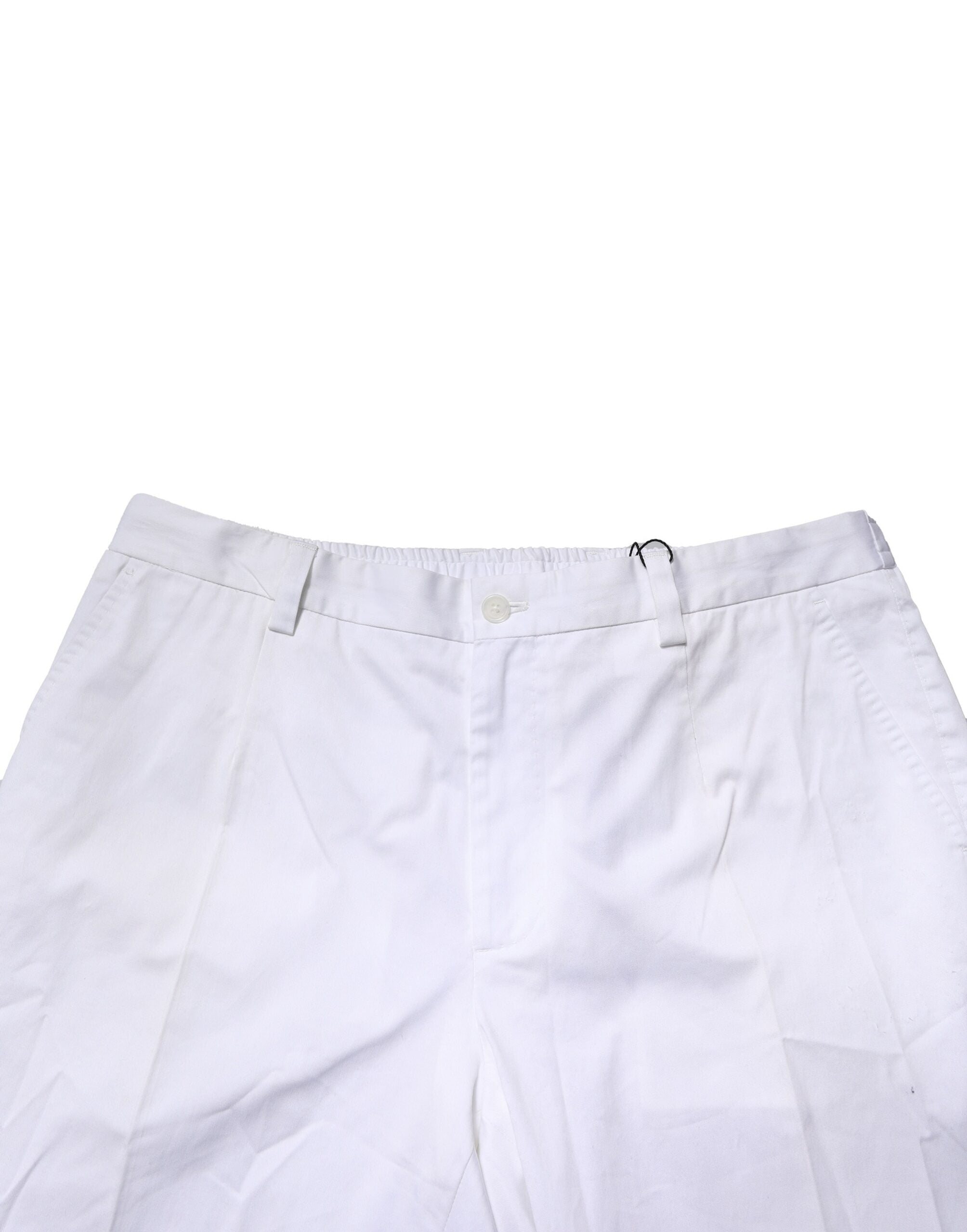 Dolce & Gabbana White Cotton Dress Slim Formal Men's Pants