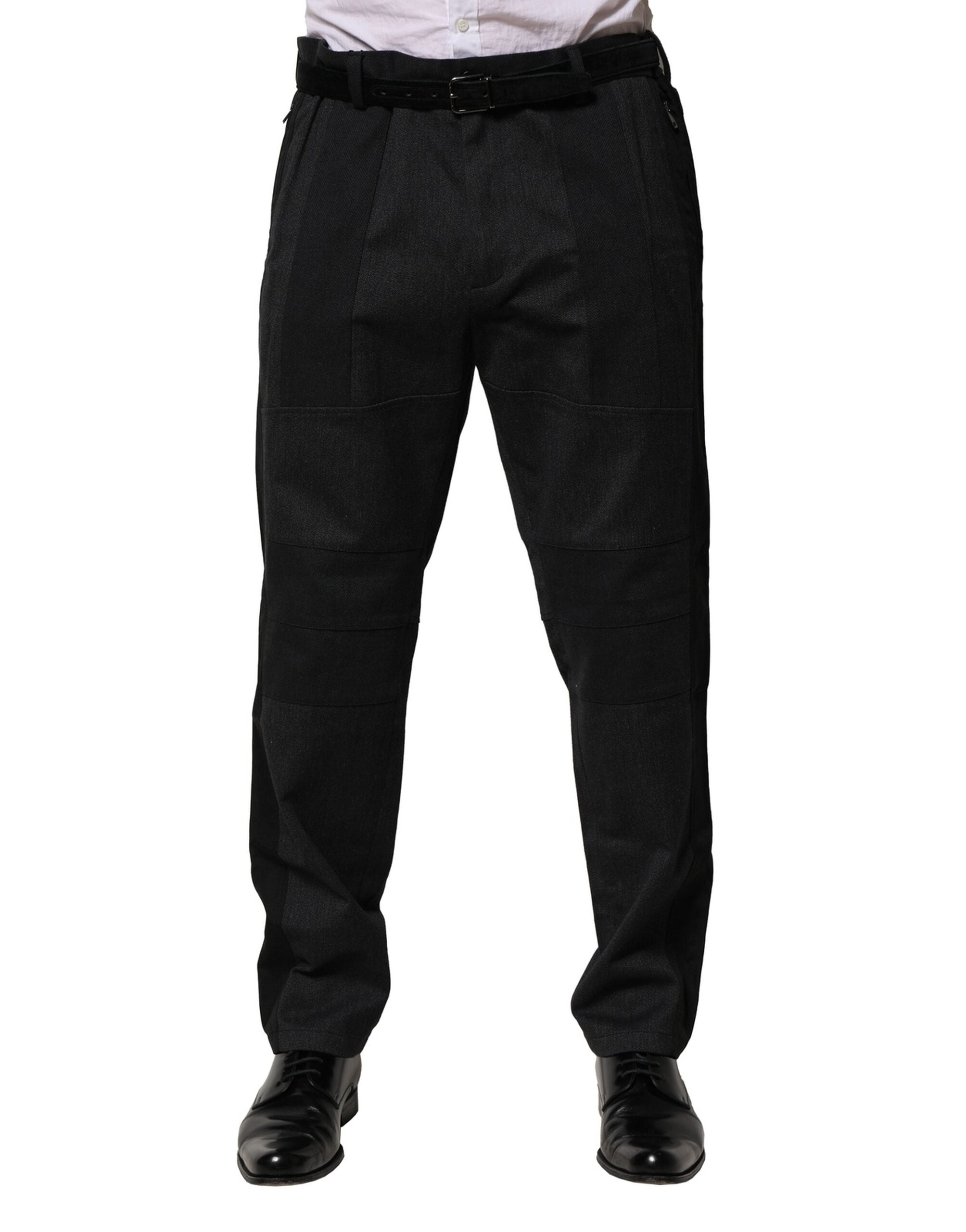Dolce & Gabbana Black Cotton Dress Slim Formal Pants - IT46