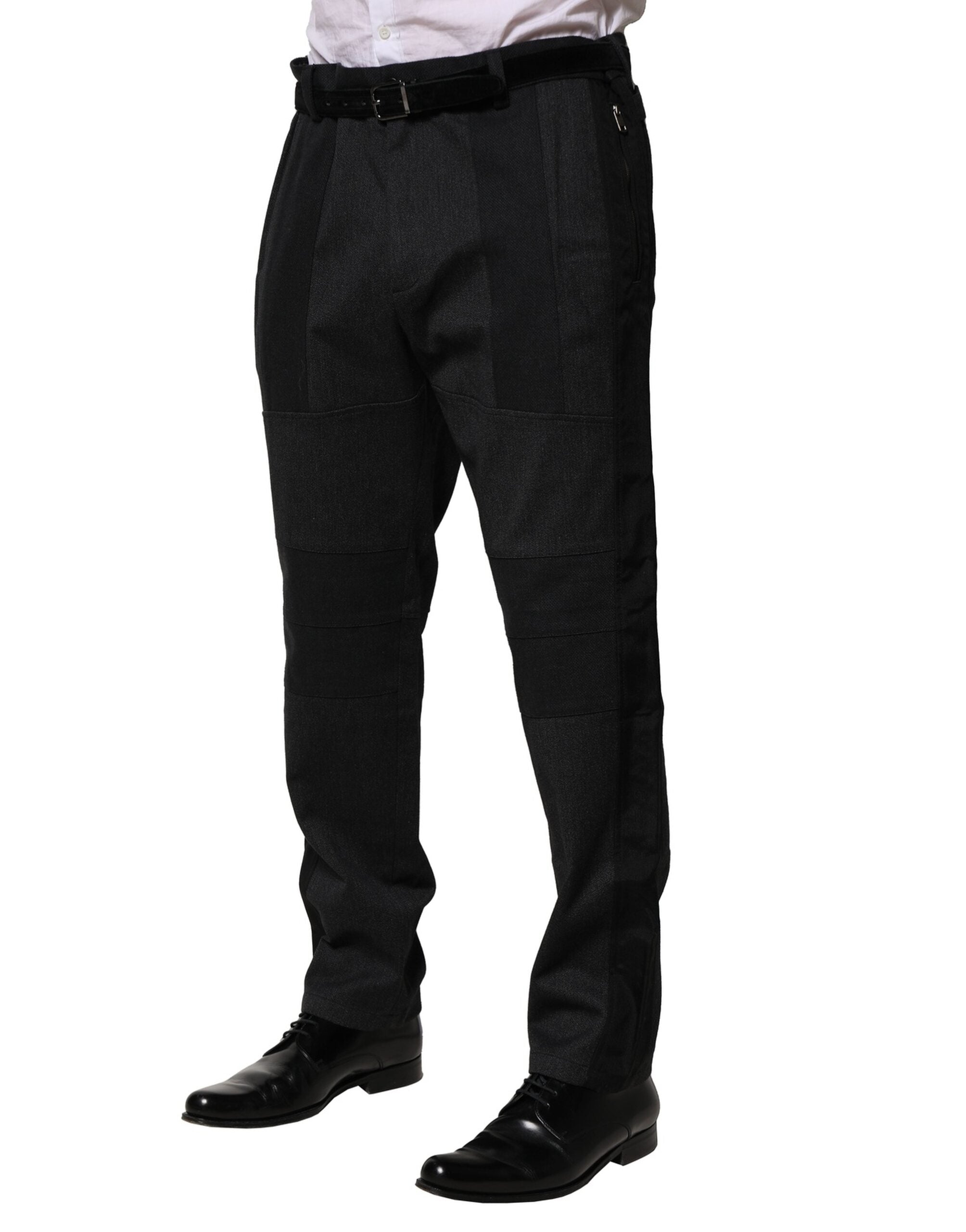 Dolce & Gabbana Black Cotton Dress Slim Formal Men's Pants