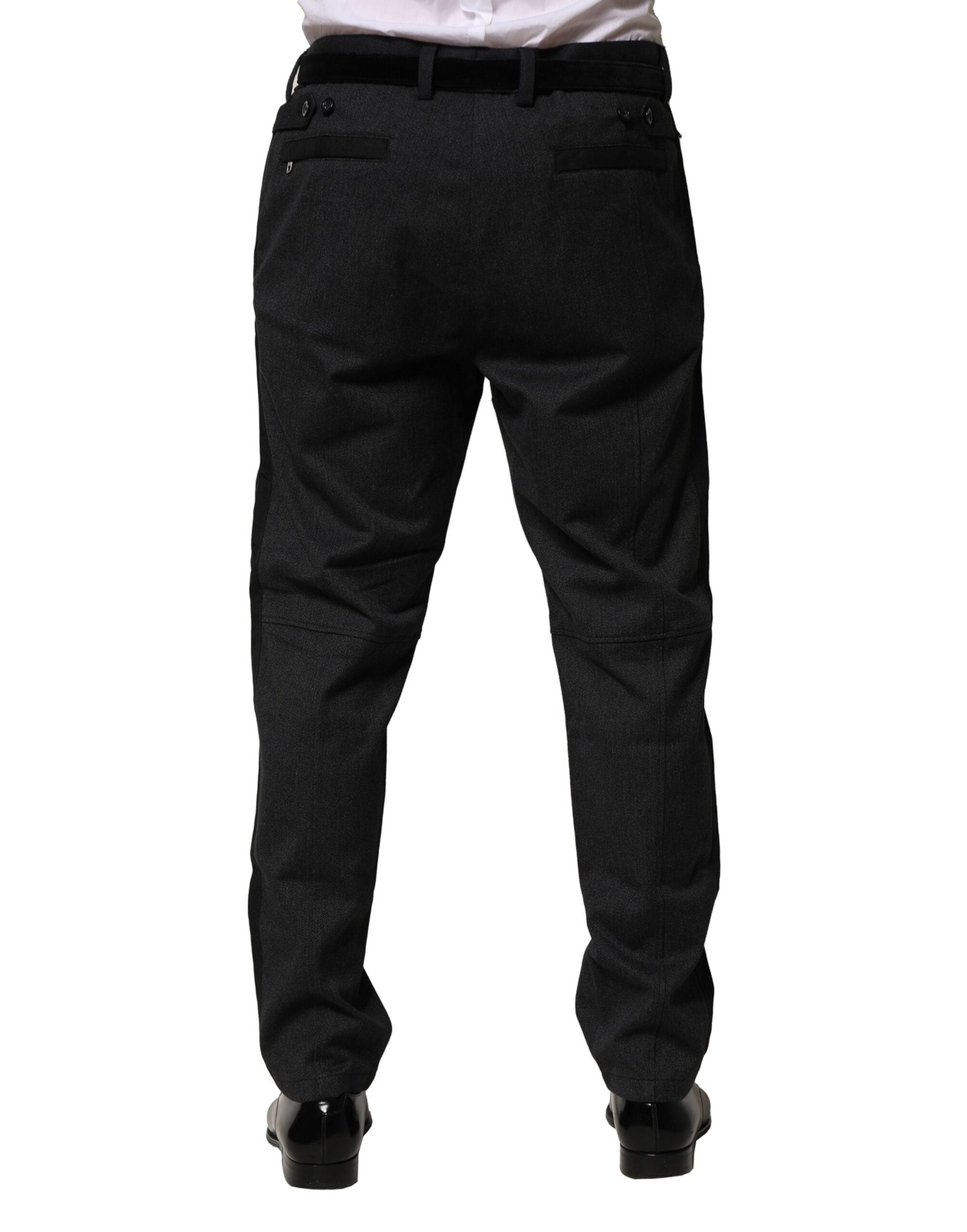 Dolce & Gabbana Black Cotton Dress Slim Formal Men's Pants