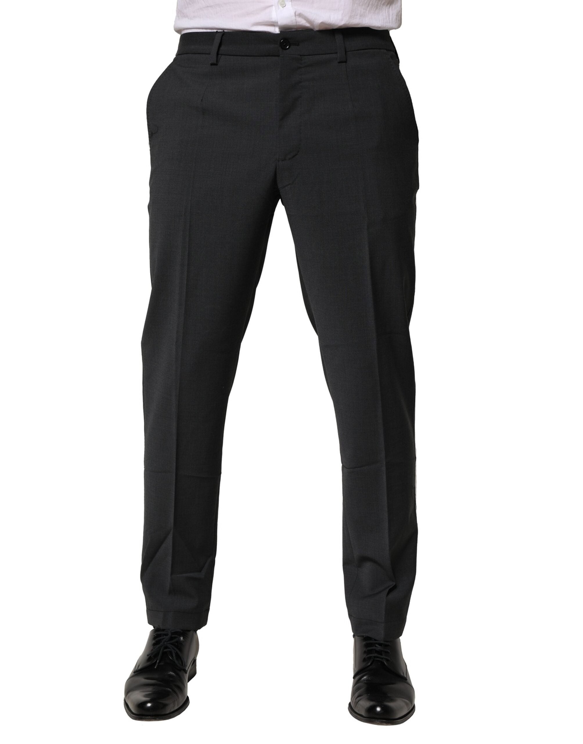 Dolce & Gabbana Black Wool Dress Slim Formal Men's Pants (Pre-Owned)