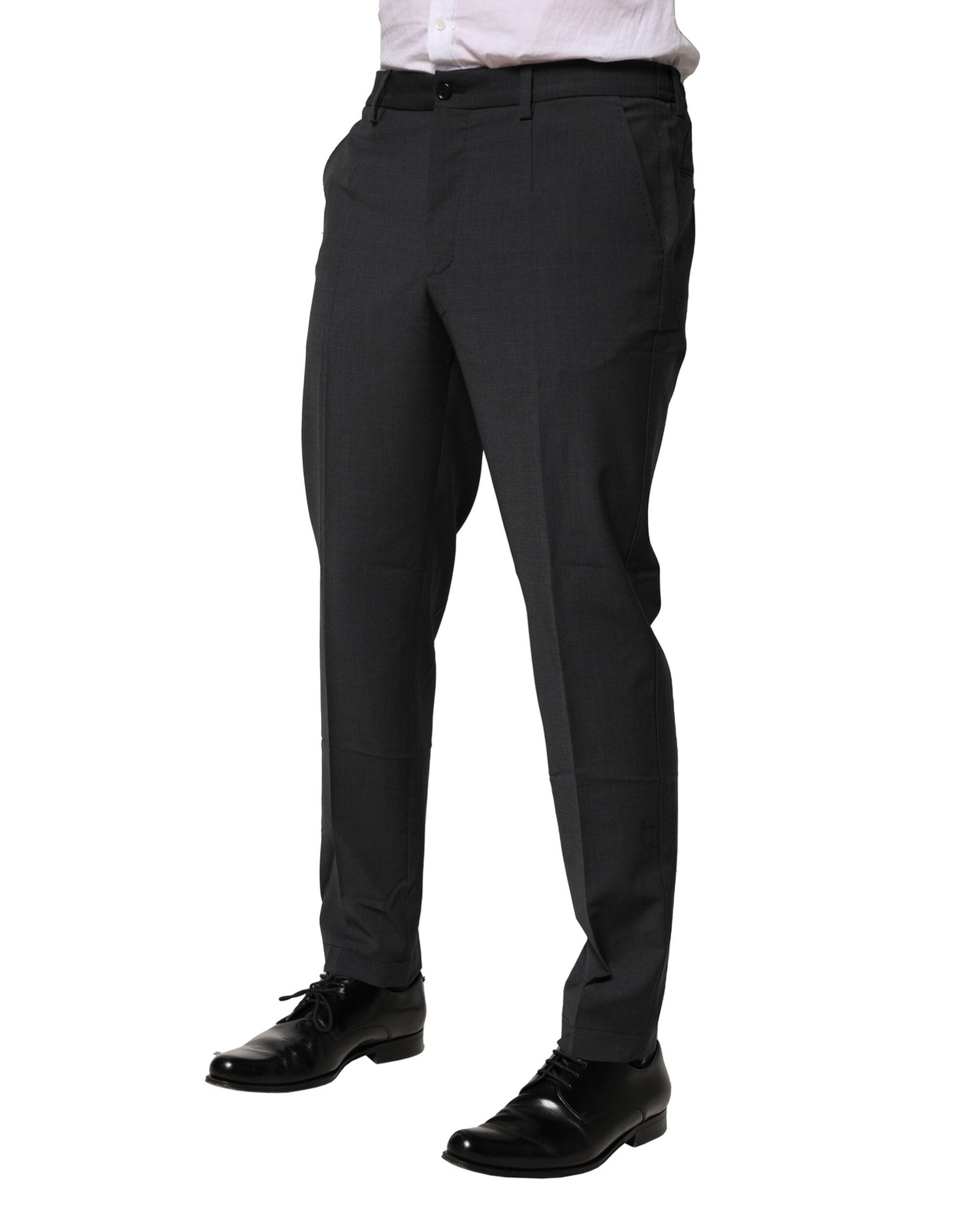 Dolce & Gabbana Black Wool Dress Slim Formal Men's Pants (Pre-Owned)