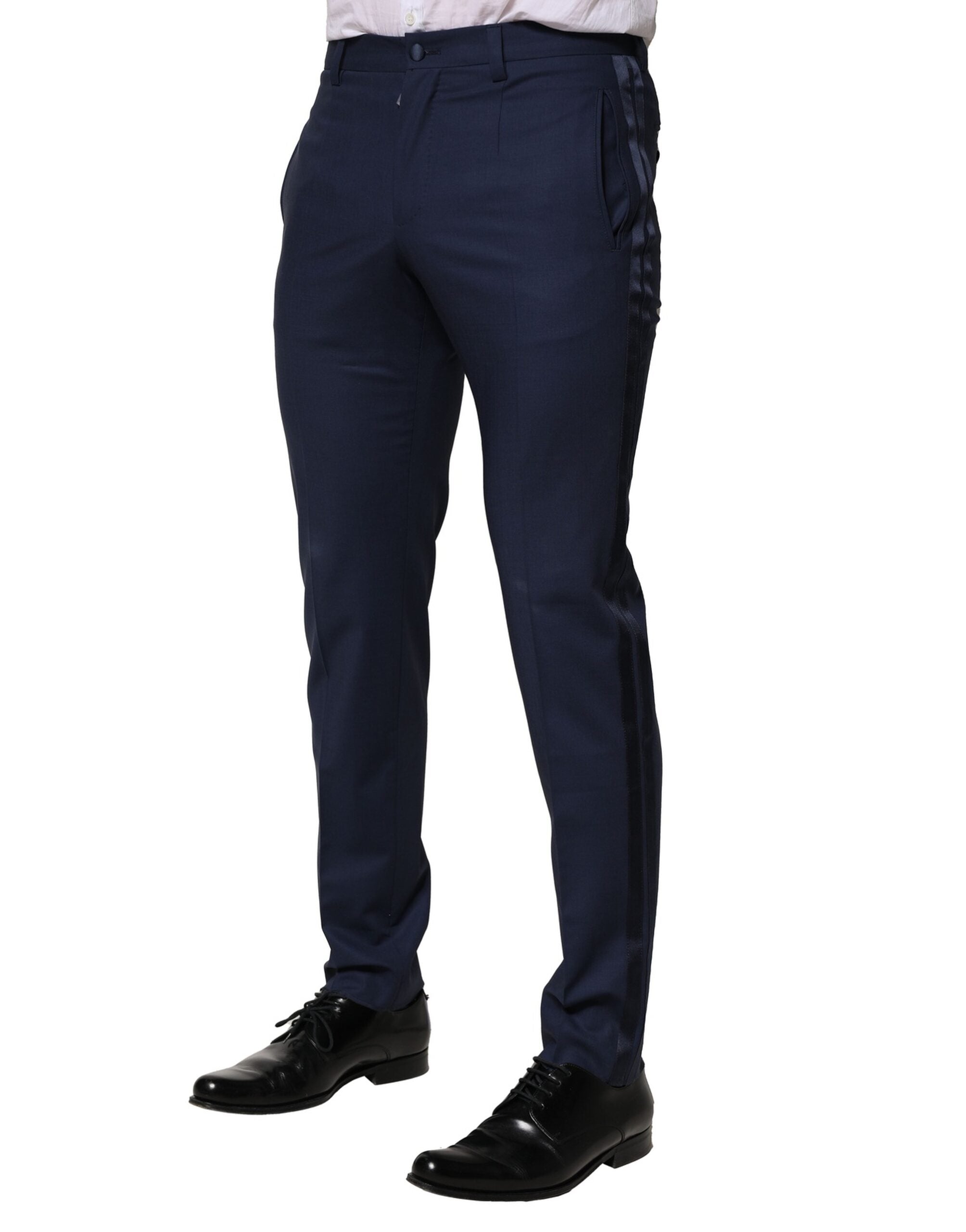Dolce & Gabbana Dark Blue Wool Dress Formal Men's Pants