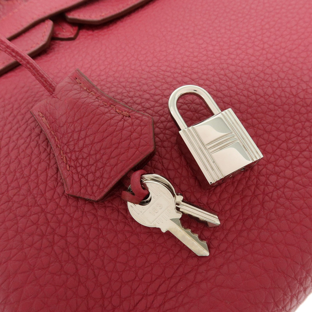 Hermes Birkin Pink Clemence With Palladium Hardware Pink Calfskin Handbag (Pre-Owned)