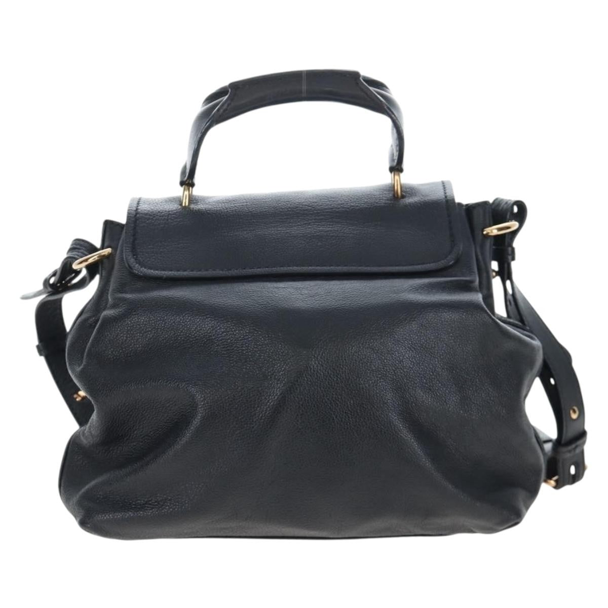 Chloe Elsie Convertible Satchel Leather Black Leather Handbag (Pre-Owned)