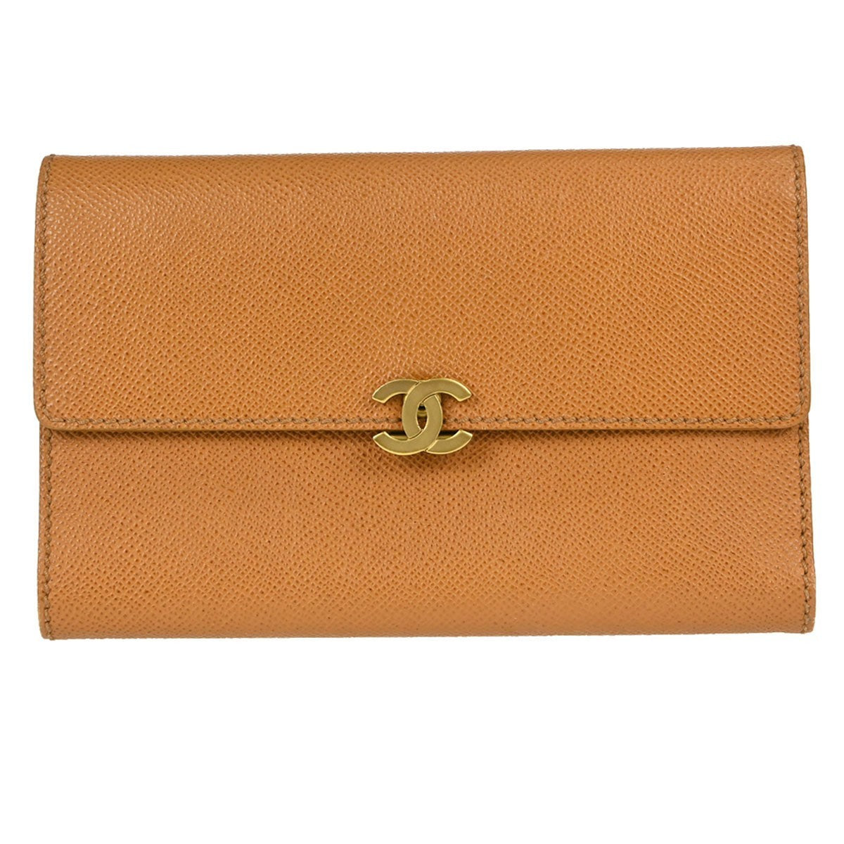 Chanel Trifold Caviar Brown Leather Wallets Accessory (Pre-Owned)