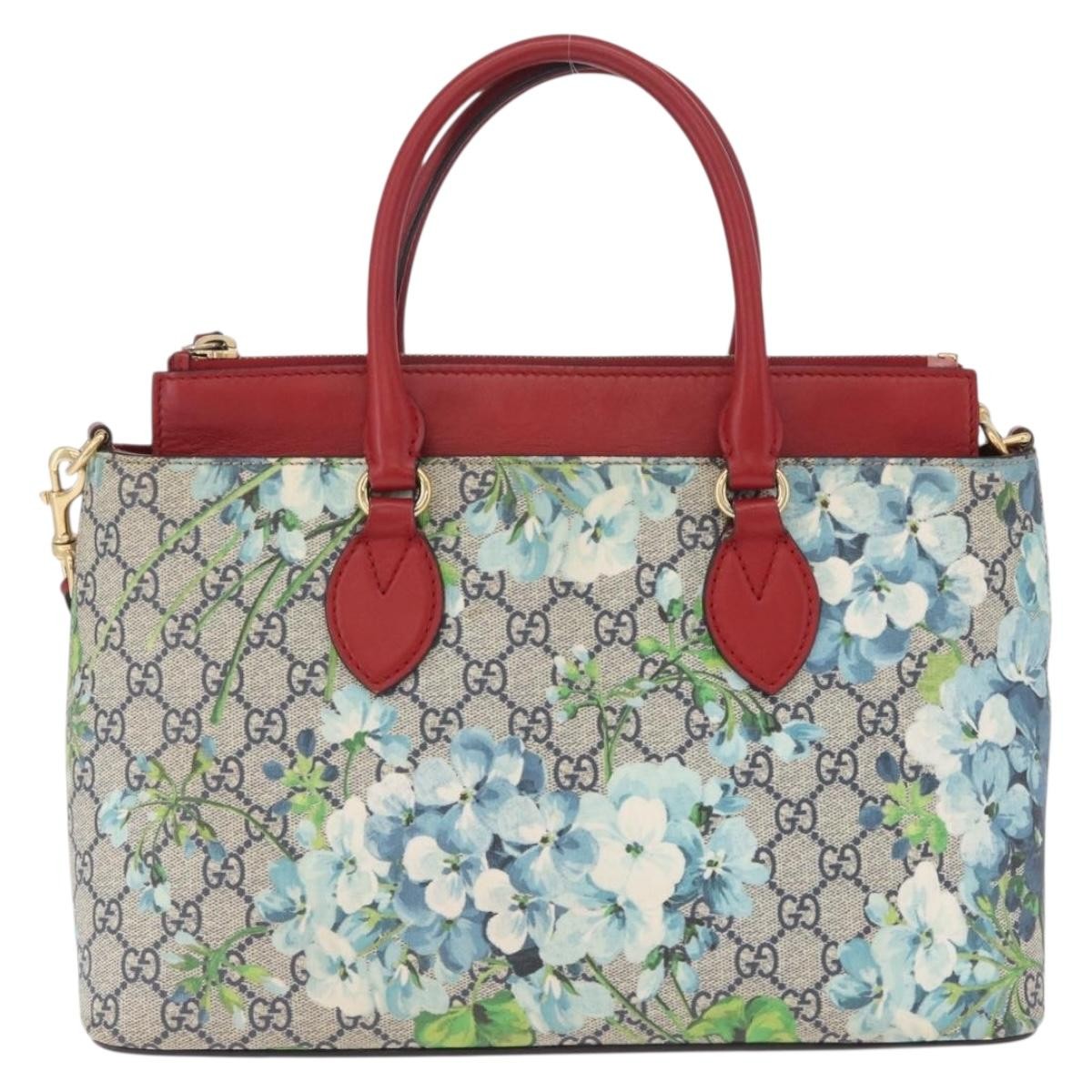 Gucci Linea A Convertible Blooms Print Gg Coated Canvas Navy Canvas Tote Bag Bag (Pre-Owned)