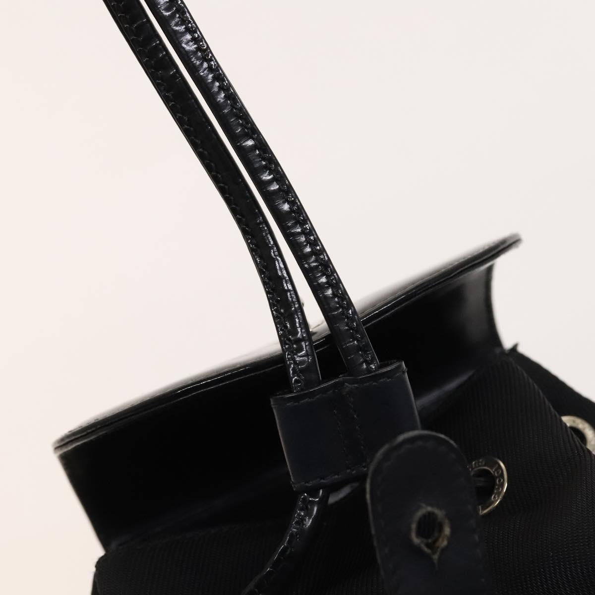 Gucci Vintage Bamboo Nylon And Patent Leather Black Nylon Backpack Bag (Pre-Owned)