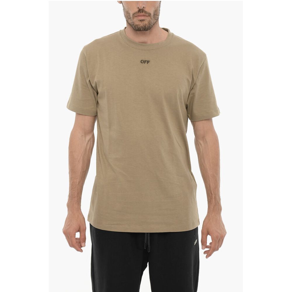 Off-White Slim Fit Crew-neck T-Shirt with Embroidered Men's Logo