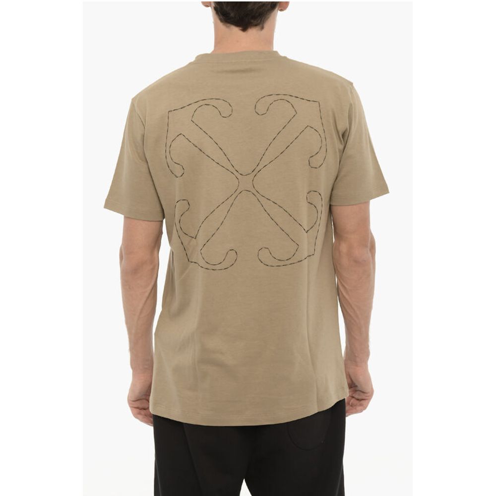 Off-White Slim Fit Crew-neck T-Shirt with Embroidered Men's Logo
