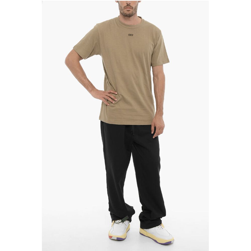Off-White Slim Fit Crew-neck T-Shirt with Embroidered Men's Logo