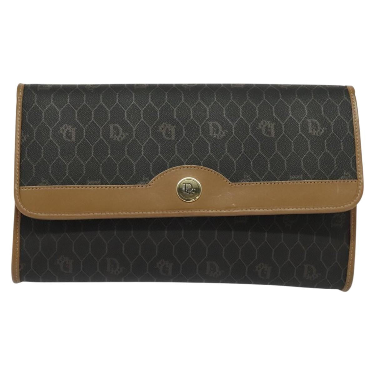 Christian Dior Vintage Honeycomb Chain Canvas Black Canvas Shoulder Bag Bag (Pre-Owned)