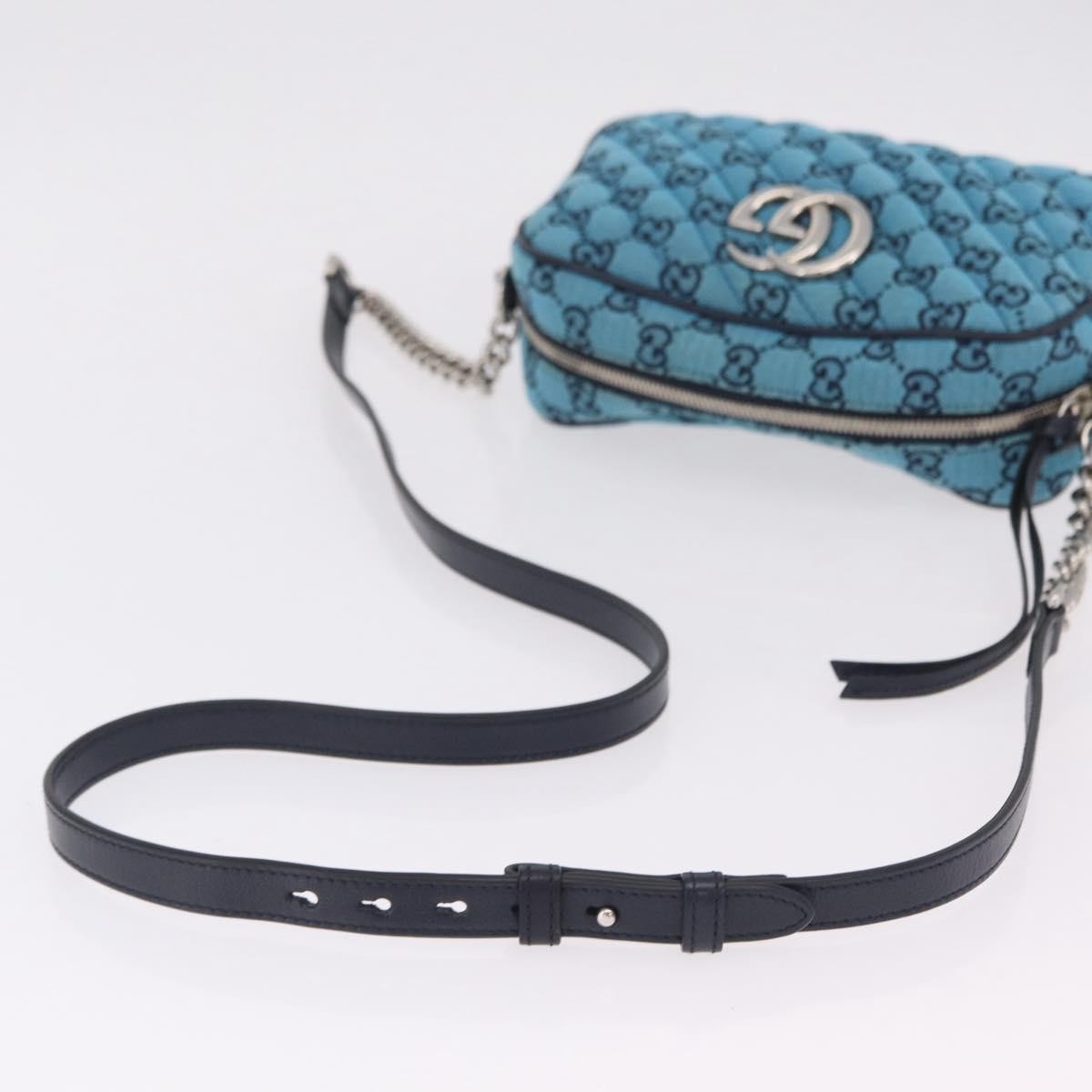 Gucci Gg Marmont Multicolor Diagonal Quilted Gg Canvas Blue Canvas Shoulder Bag Bag (Pre-Owned)