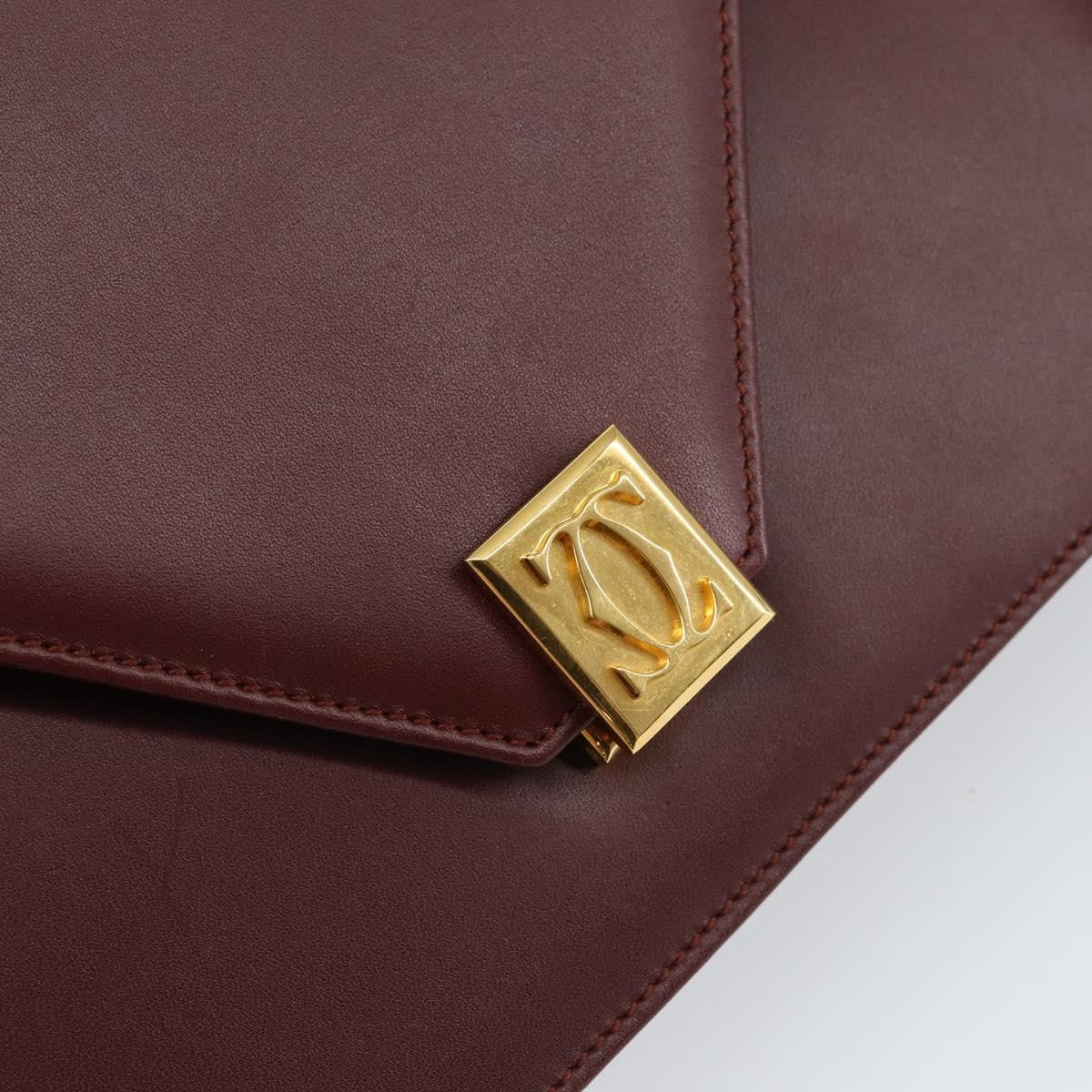 Cartier Must De Cartier Leather Burgundy Leather Shoulder Bag Bag (Pre-Owned)