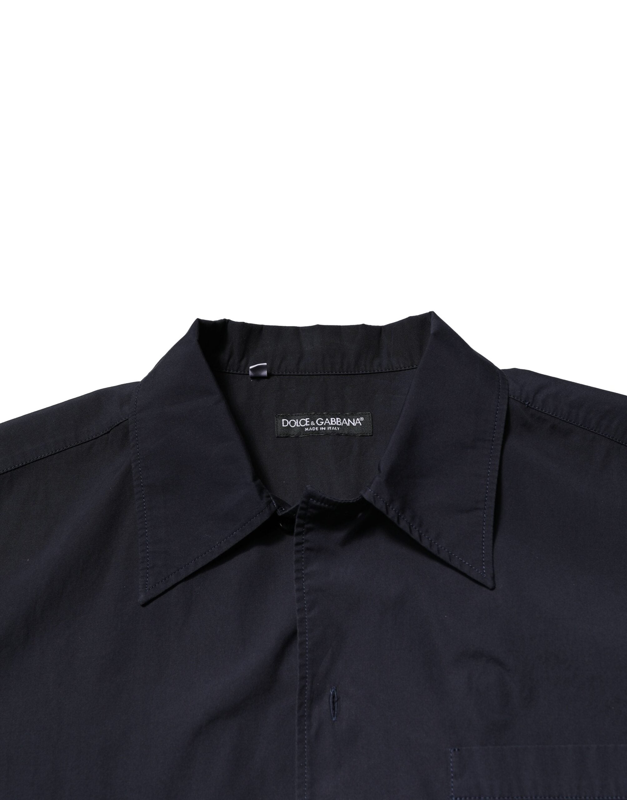 Dolce & Gabbana Dark Blue Cotton Short Sleeves Casual Men's Shirt (Pre-Owned)