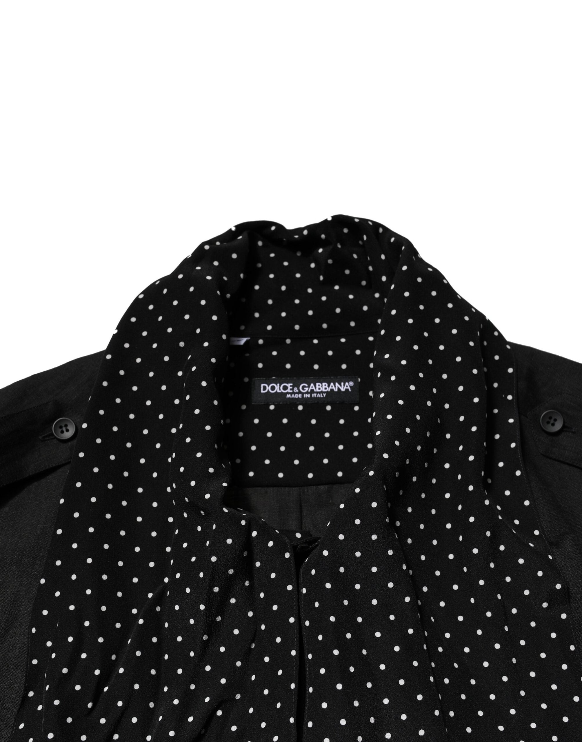 Dolce & Gabbana Black Polka Dot Linen Silk Men Casual Men's Shirt
