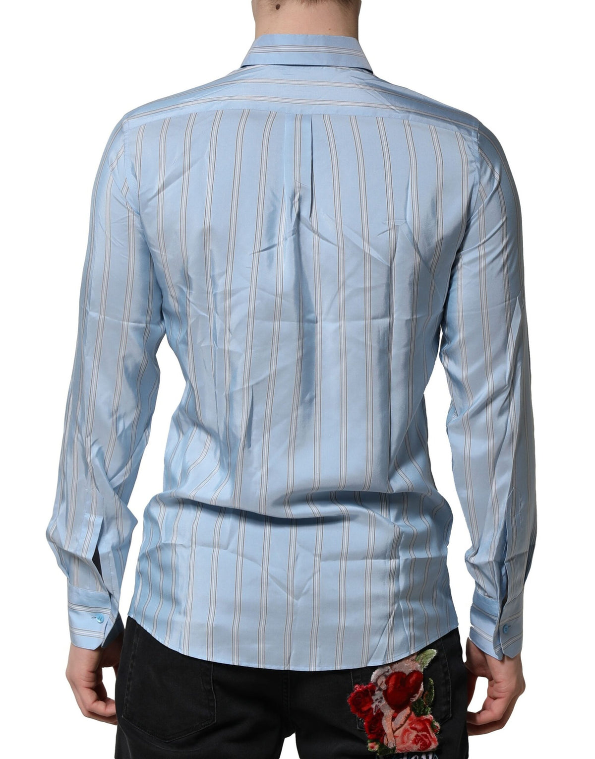 Dolce & Gabbana Light Blue MARTINI Striped Formal Dress Men's Shirt (Pre-Owned)
