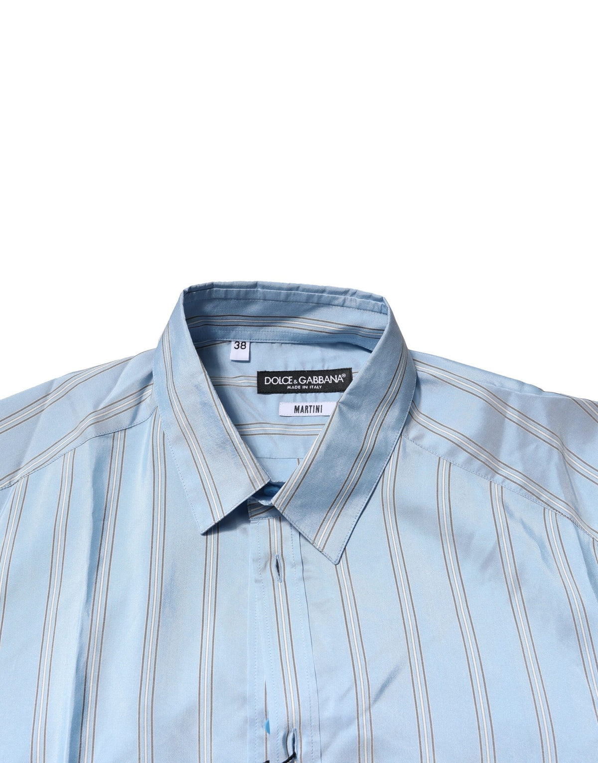 Dolce & Gabbana Light Blue MARTINI Striped Formal Dress Men's Shirt (Pre-Owned)