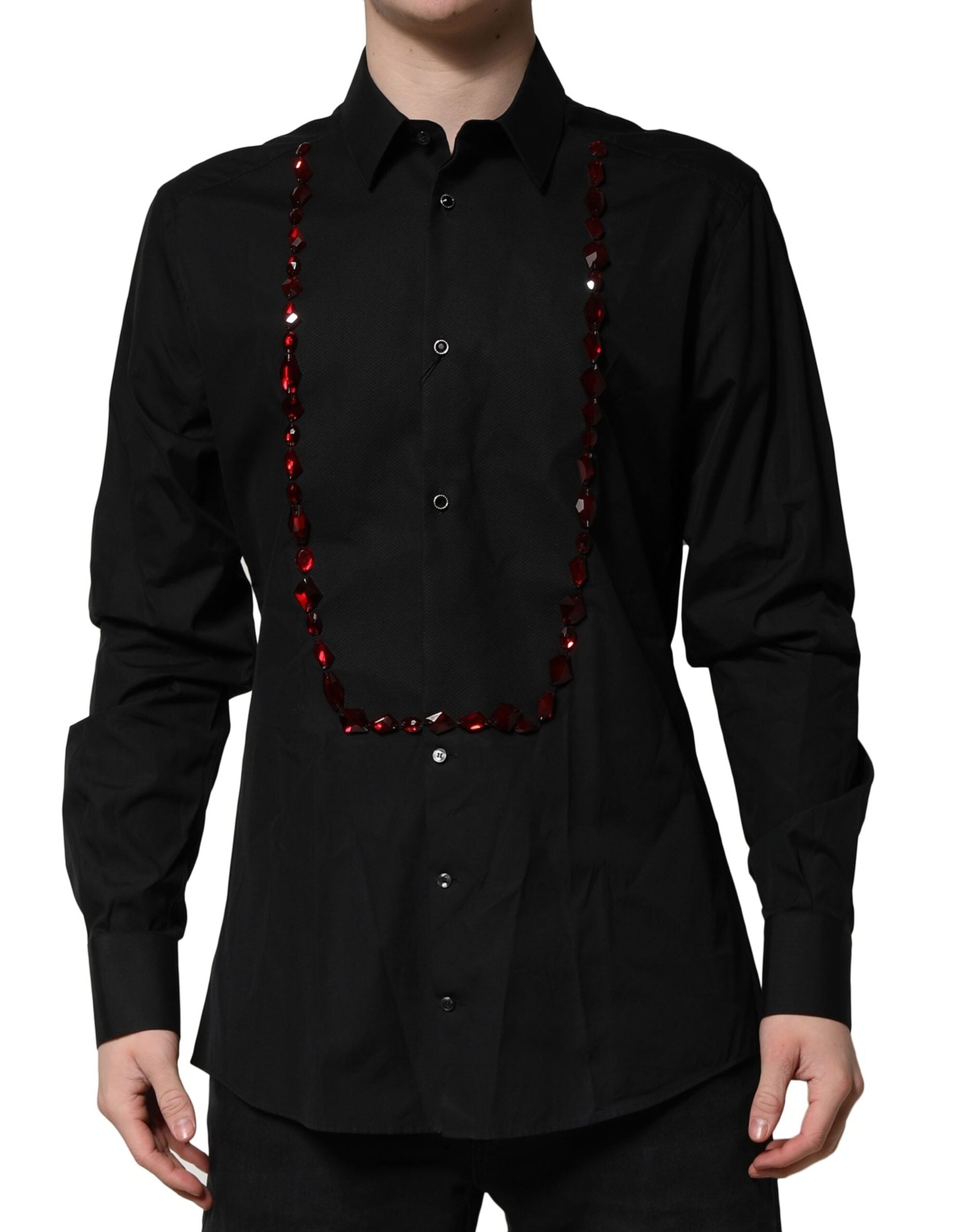 Dolce & Gabbana Black Crystal GOLD Formal Men Dress Men's Shirt