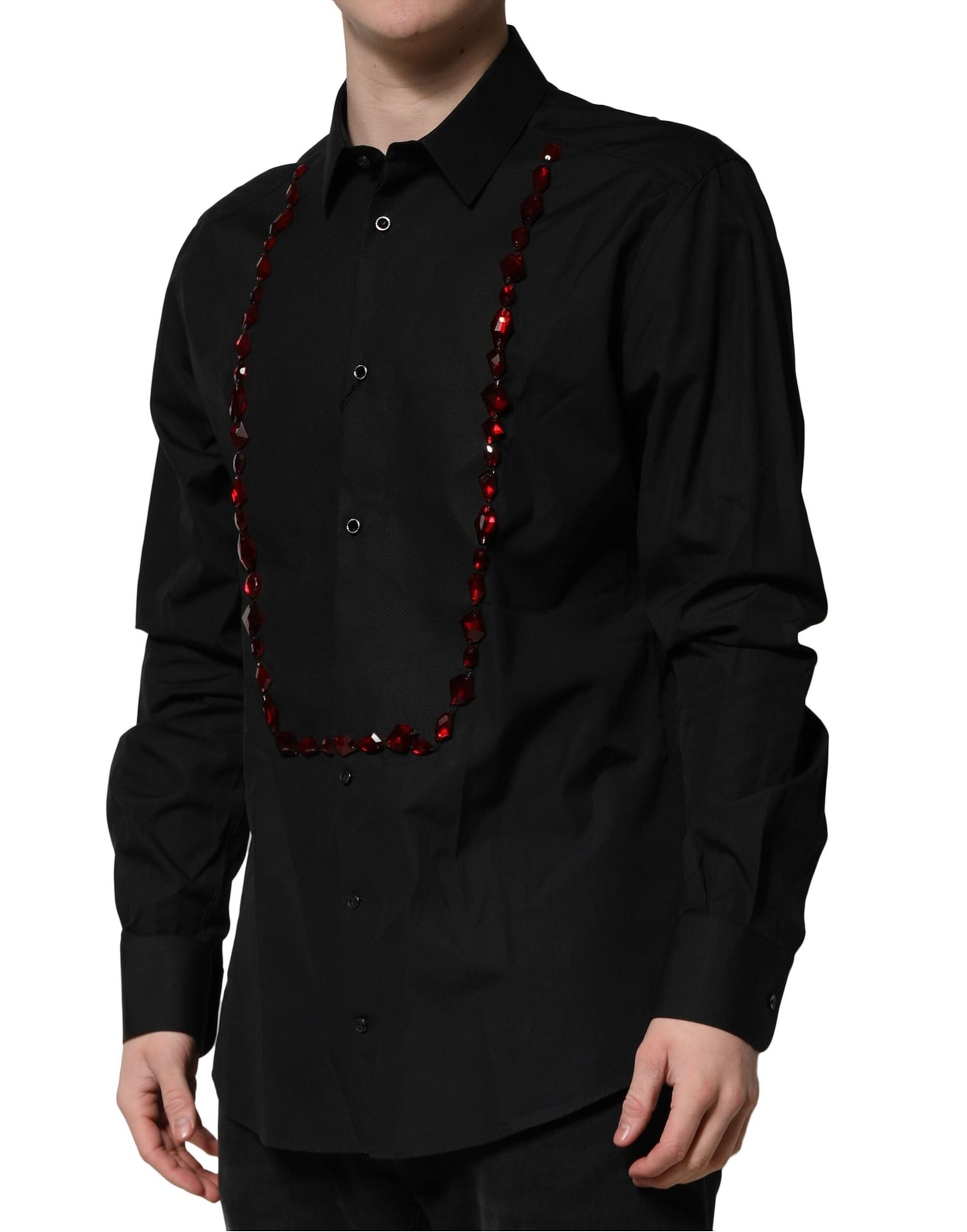 Dolce & Gabbana Black Crystal GOLD Formal Men Dress Men's Shirt