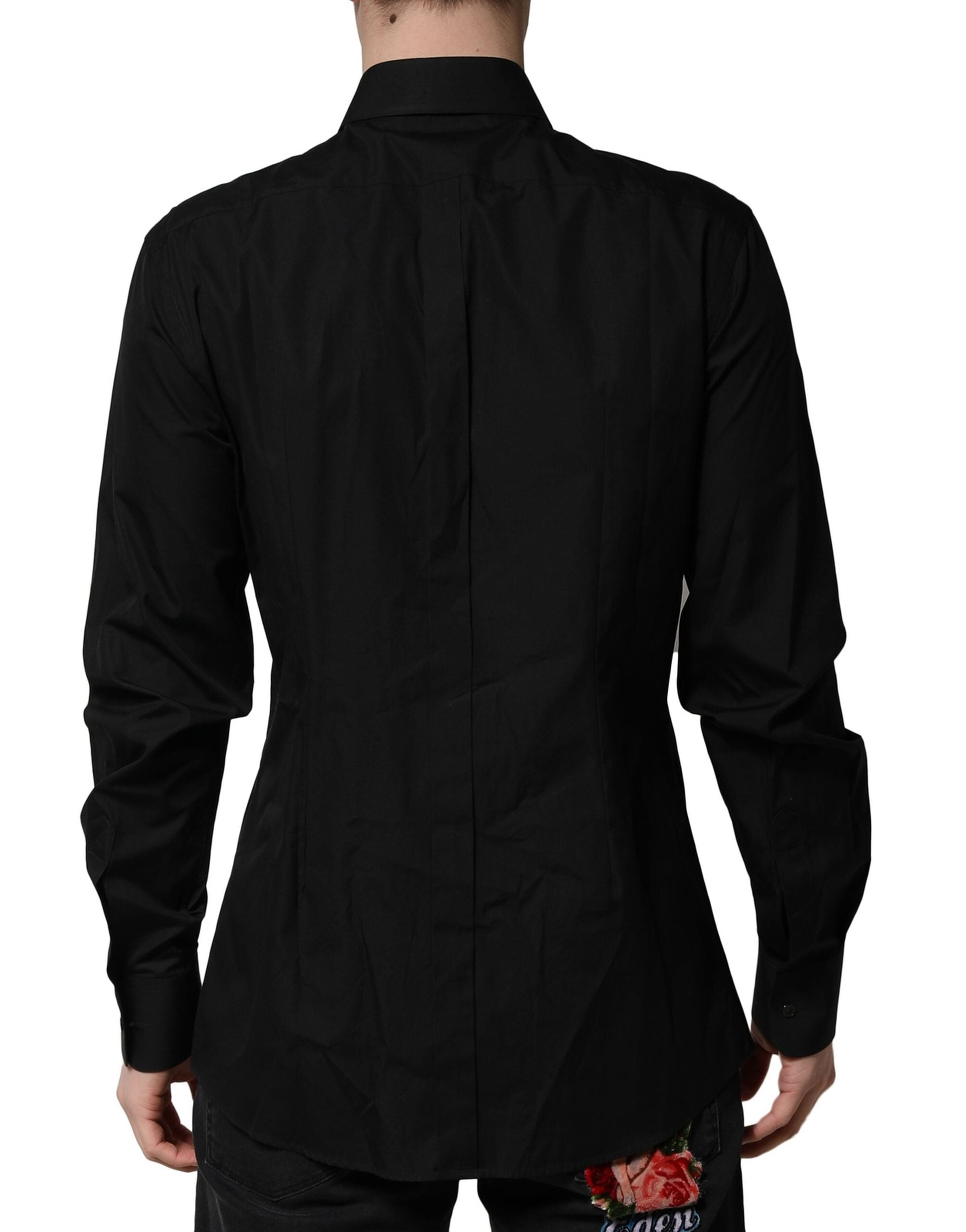 Dolce & Gabbana Black Crystal GOLD Formal Men Dress Men's Shirt