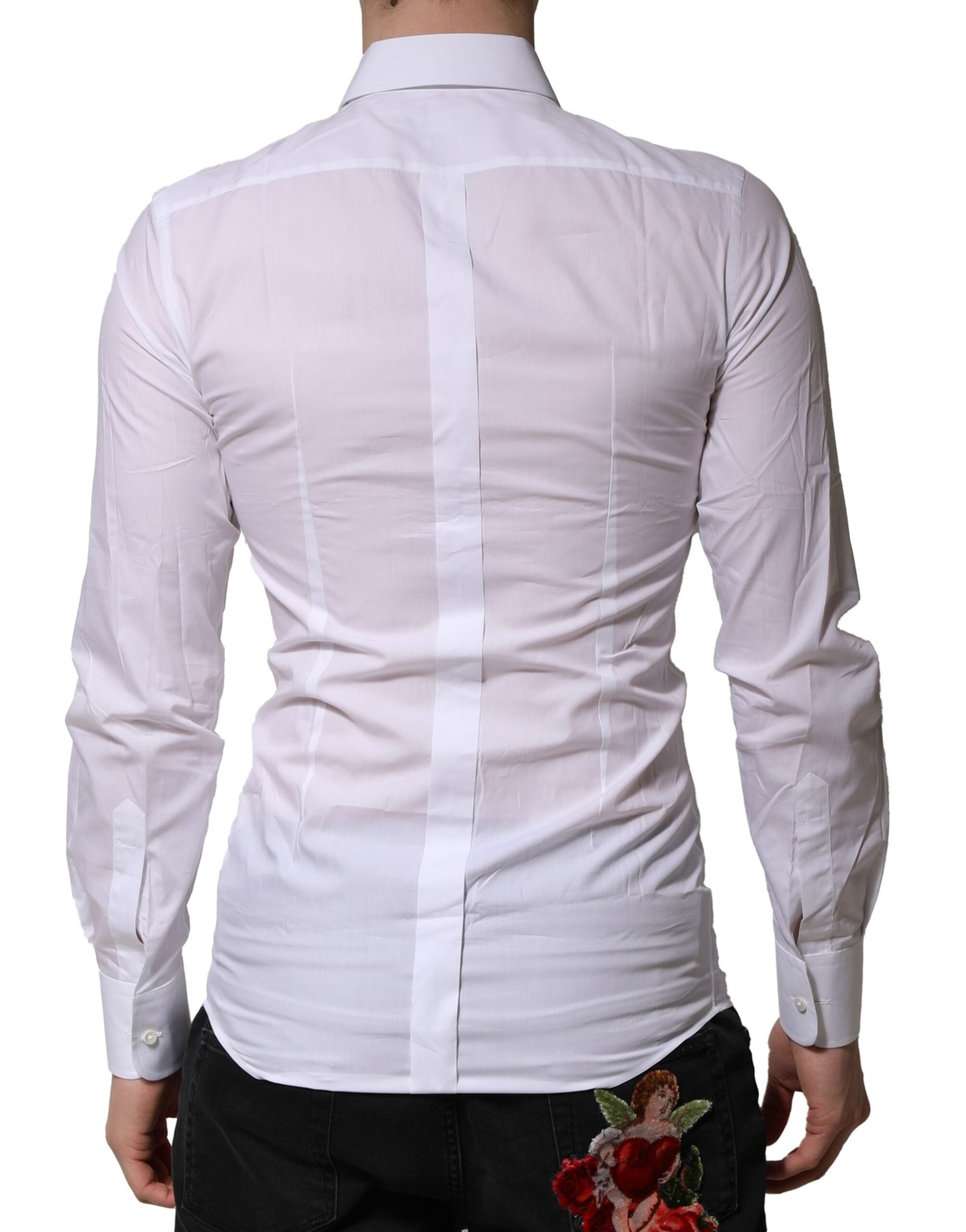 Dolce & Gabbana White GOLD Embellished Formal Men Dress Men's Shirt (Pre-Owned)