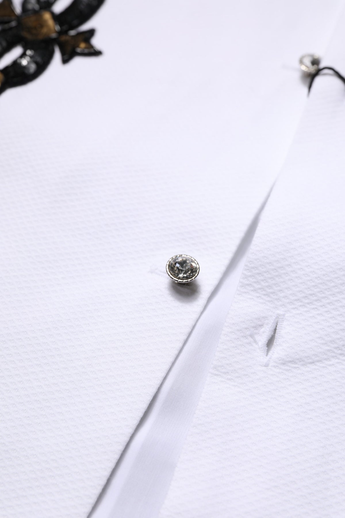 Dolce & Gabbana White GOLD Embellished Formal Men Dress Men's Shirt (Pre-Owned)