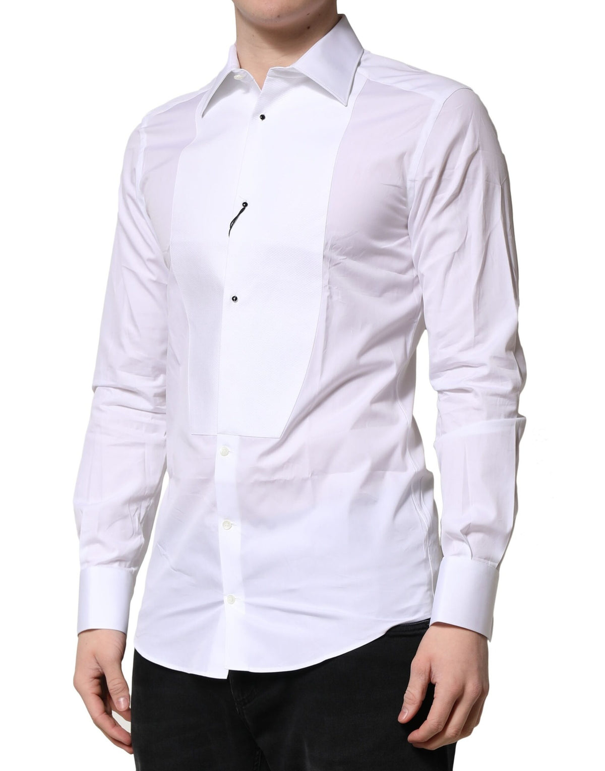 Dolce & Gabbana White GOLD Crown Cotton Dress Formal Men's Shirt