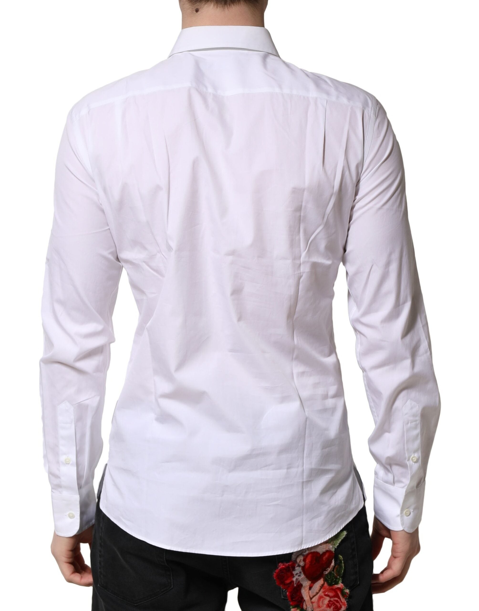 Dolce & Gabbana White Poplin Cotton Formal Men Dress Men's Shirt