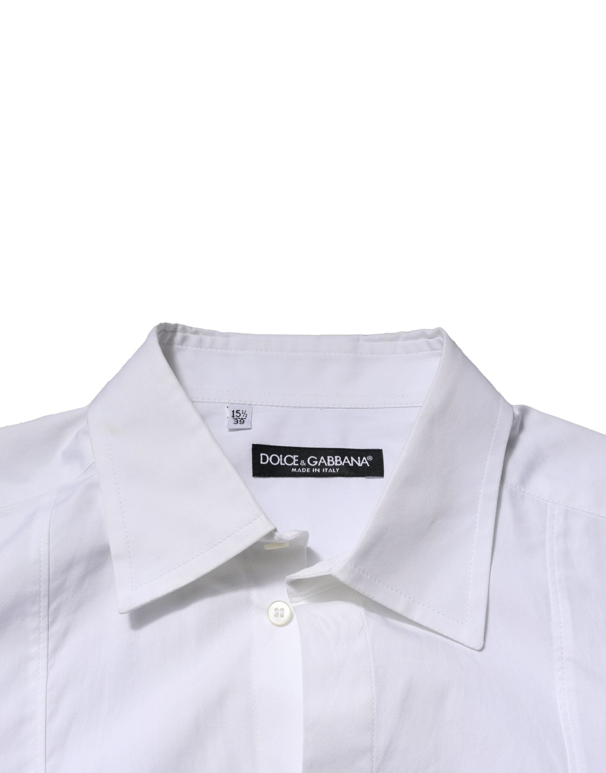 Dolce & Gabbana White Poplin Cotton Formal Men Dress Men's Shirt