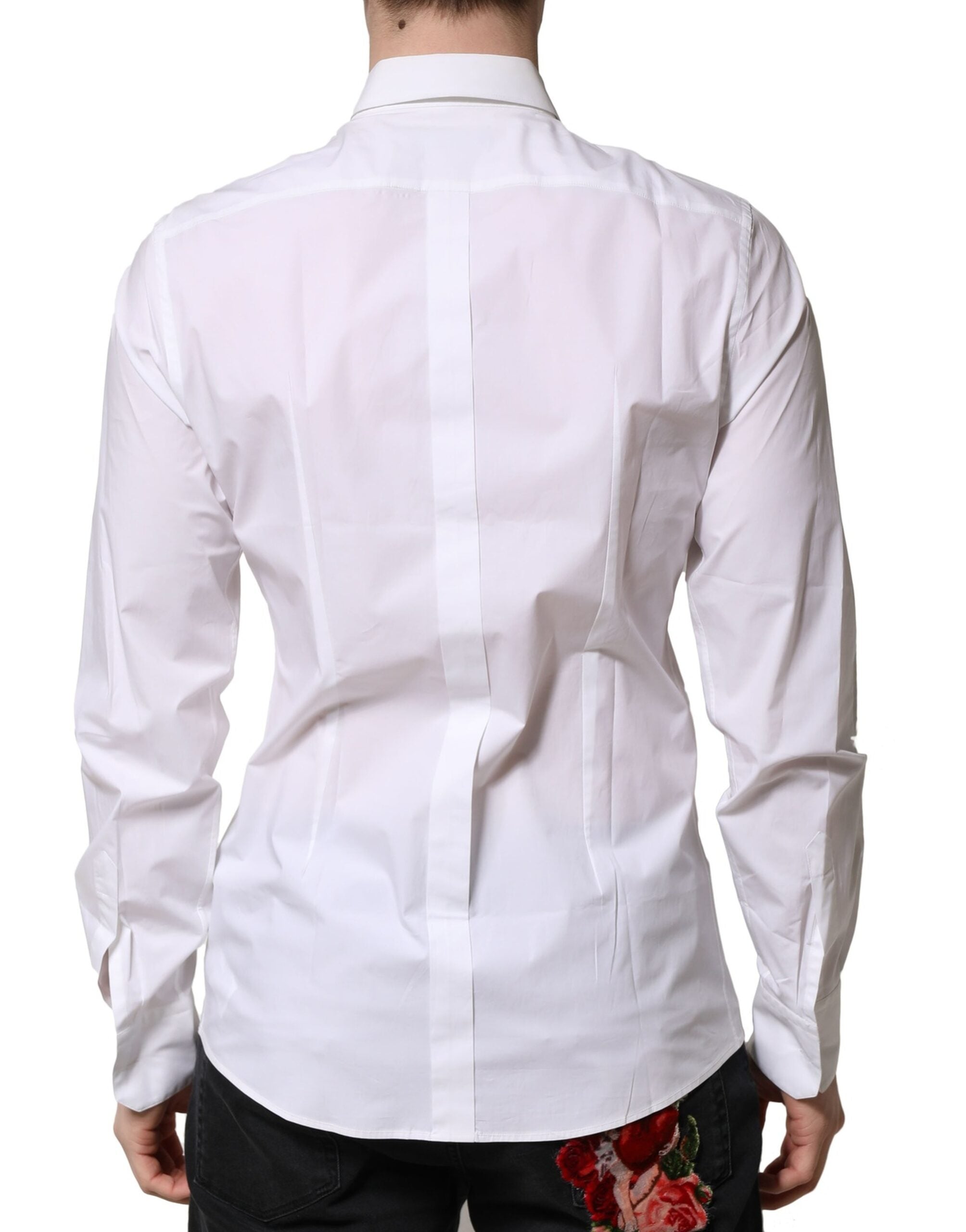 Dolce & Gabbana White Cotton Long Sleeves Dress Formal Men's Shirt (Pre-Owned)