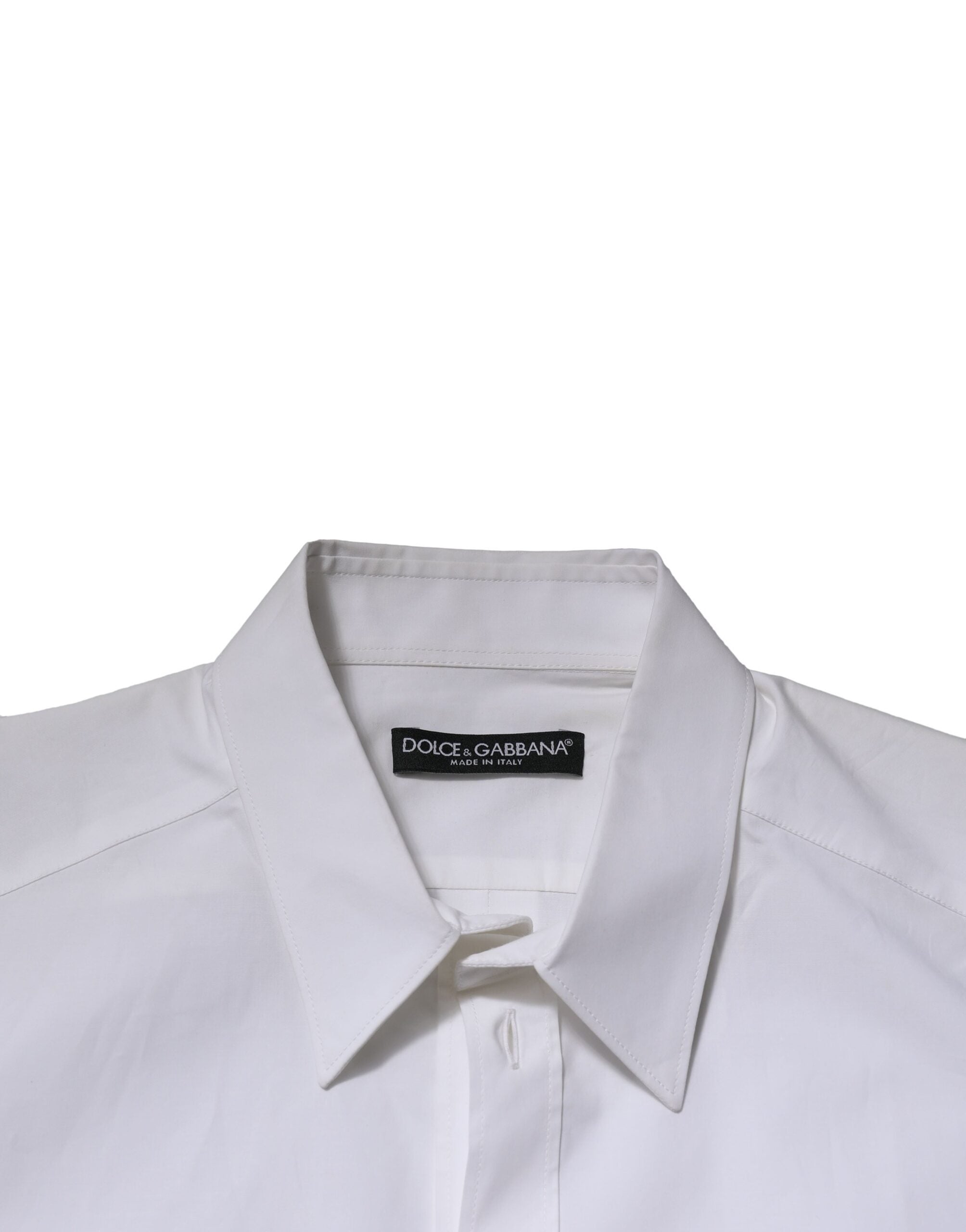 Dolce & Gabbana White Cotton Long Sleeves Dress Formal Men's Shirt (Pre-Owned)
