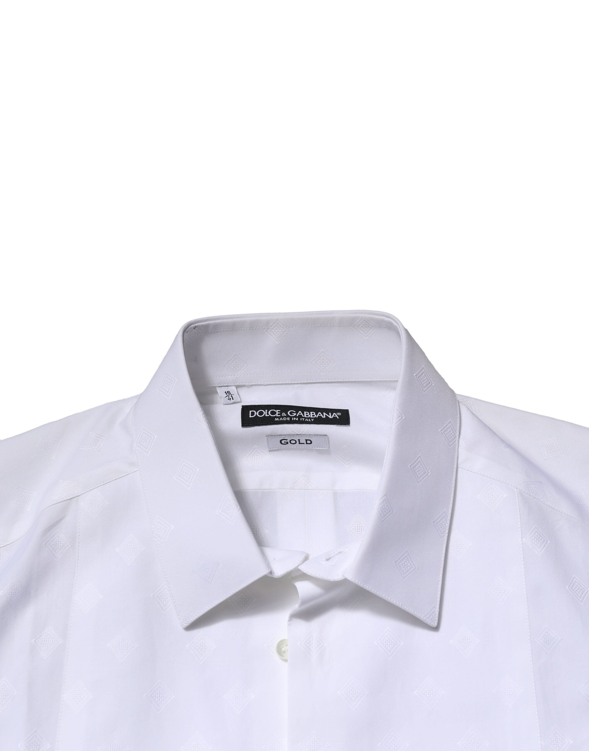Dolce & Gabbana White Bib Cotton Poplin GOLD Formal Men's Shirt (Pre-Owned)