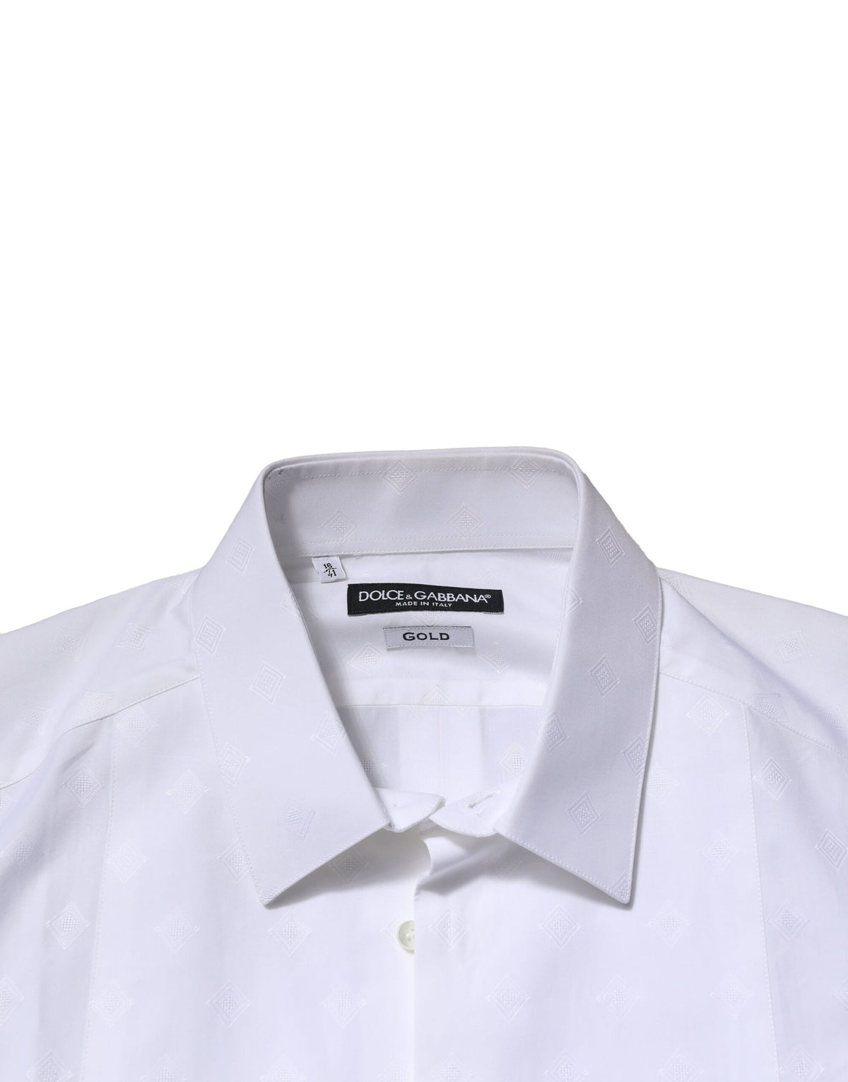 Dolce & Gabbana White Bib Cotton Poplin GOLD Formal Men's Shirt (Pre-Owned)