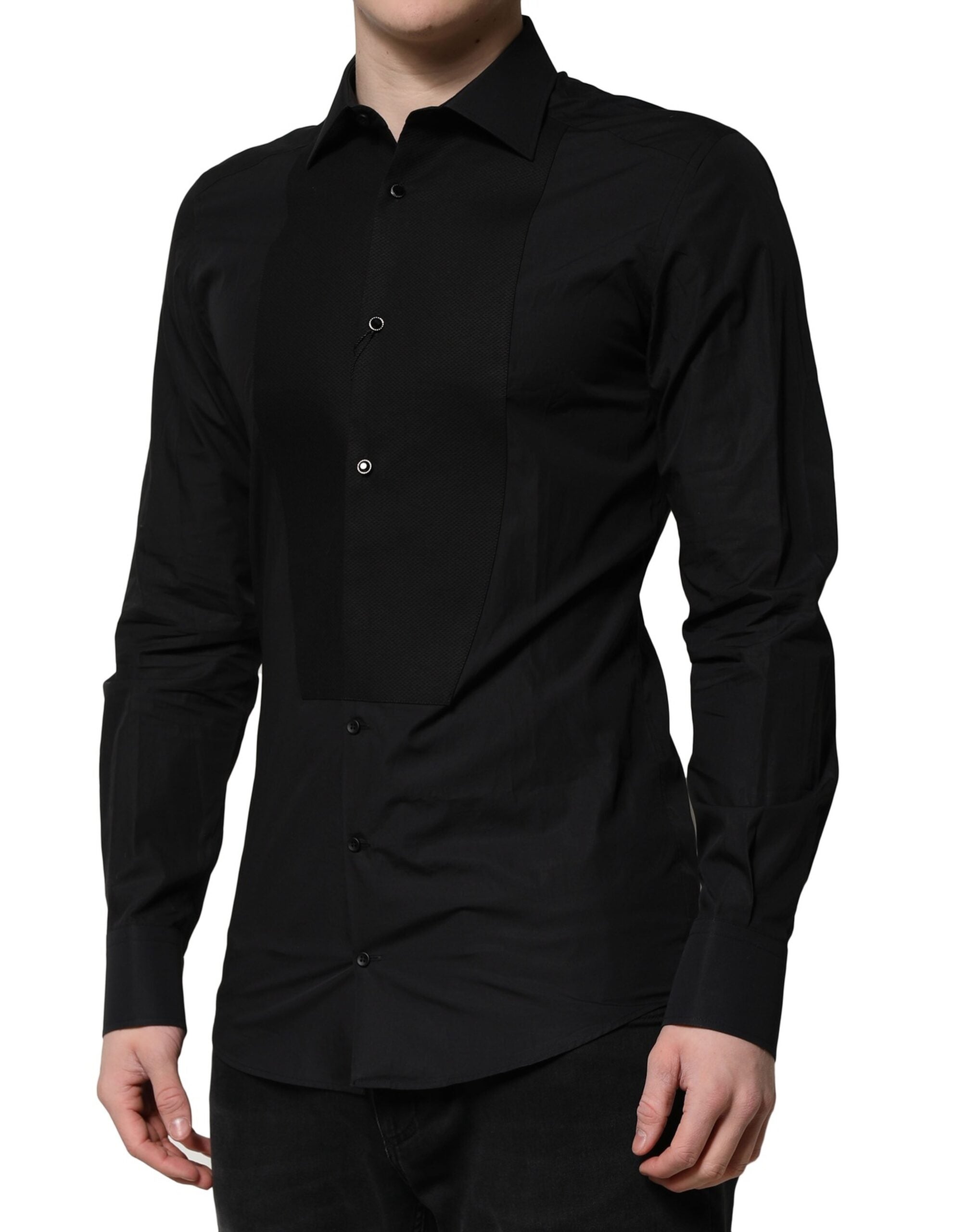 Dolce & Gabbana Black GOLD Long Sleeves Dress Formal Men's Shirt