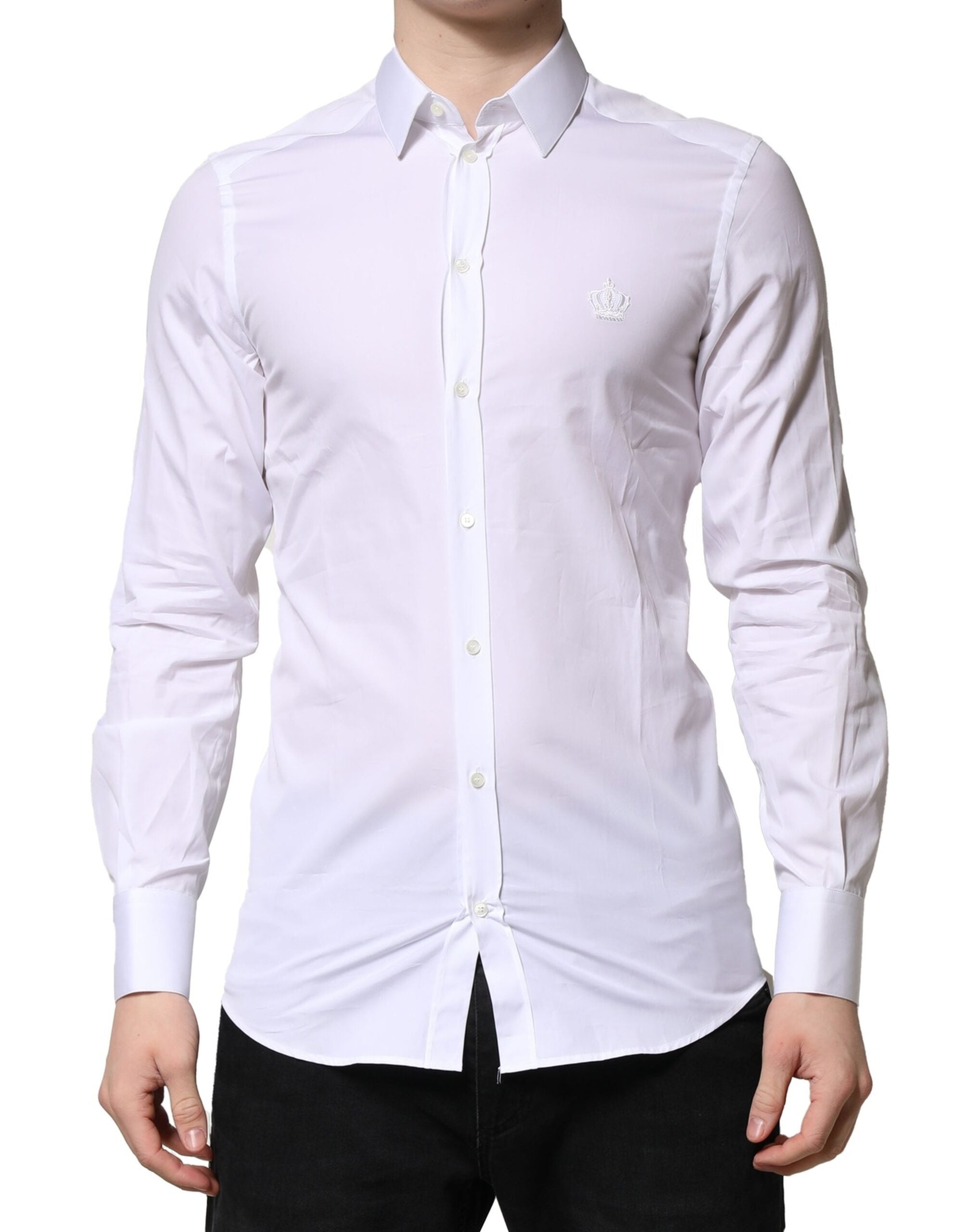 Dolce & Gabbana White GOLD Long Sleeves Men Dress Formal Men's Shirt
