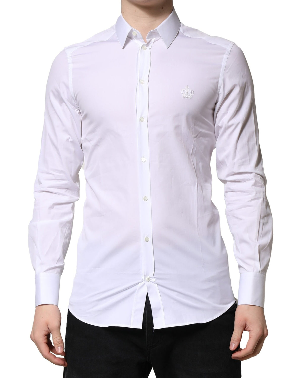 Dolce & Gabbana White GOLD Long Sleeves Men Dress Formal Men's Shirt