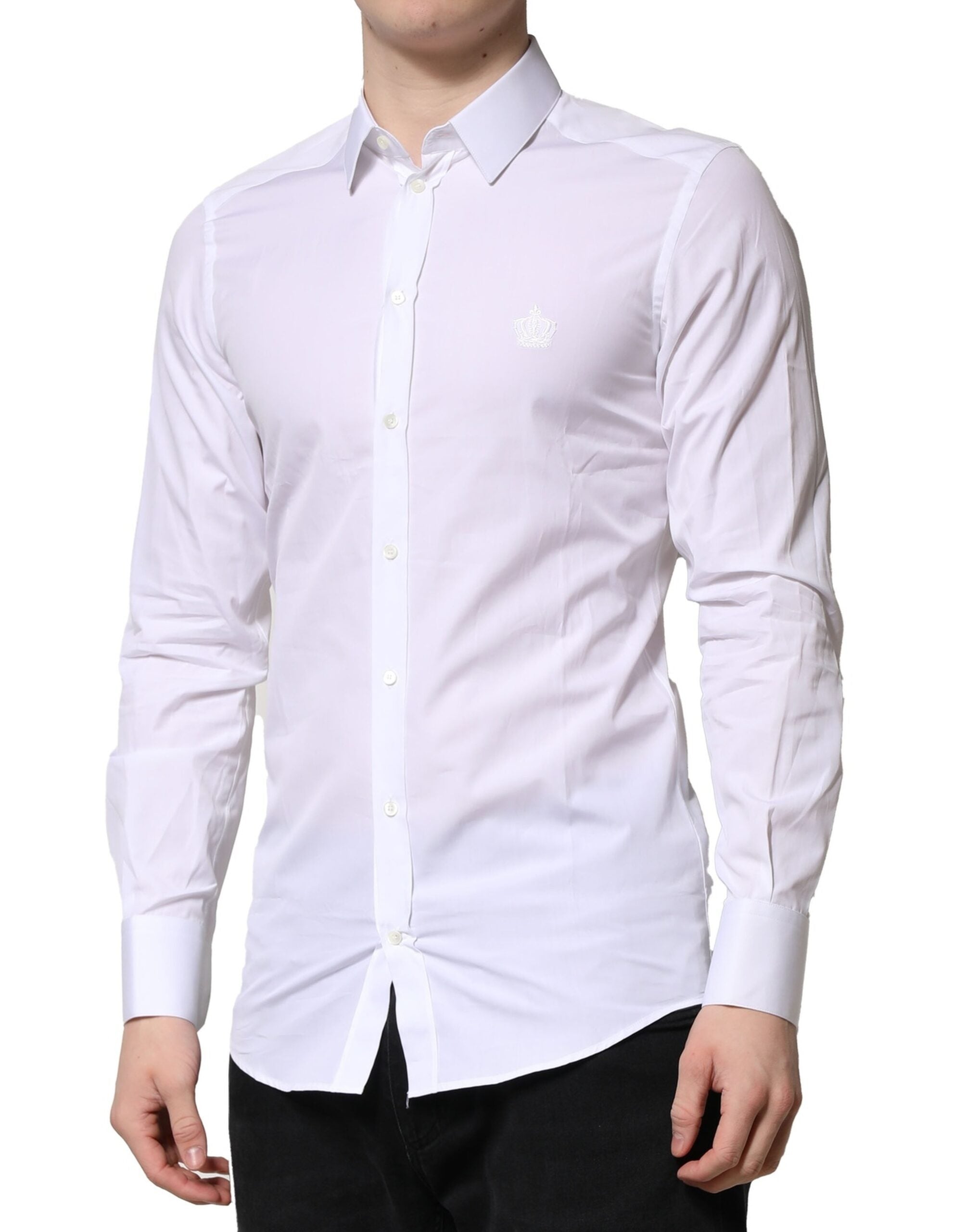 Dolce & Gabbana White GOLD Long Sleeves Men Dress Formal Men's Shirt