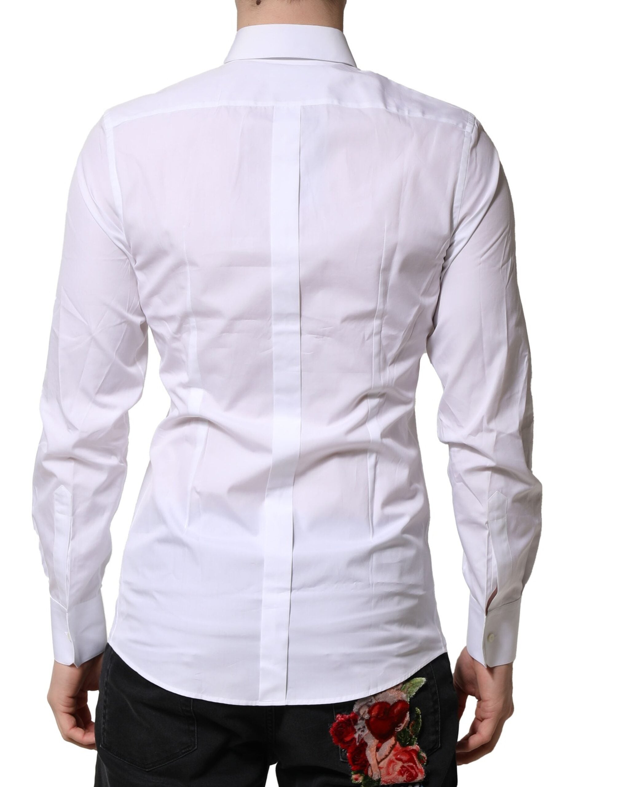 Dolce & Gabbana White GOLD Long Sleeves Men Dress Formal Men's Shirt