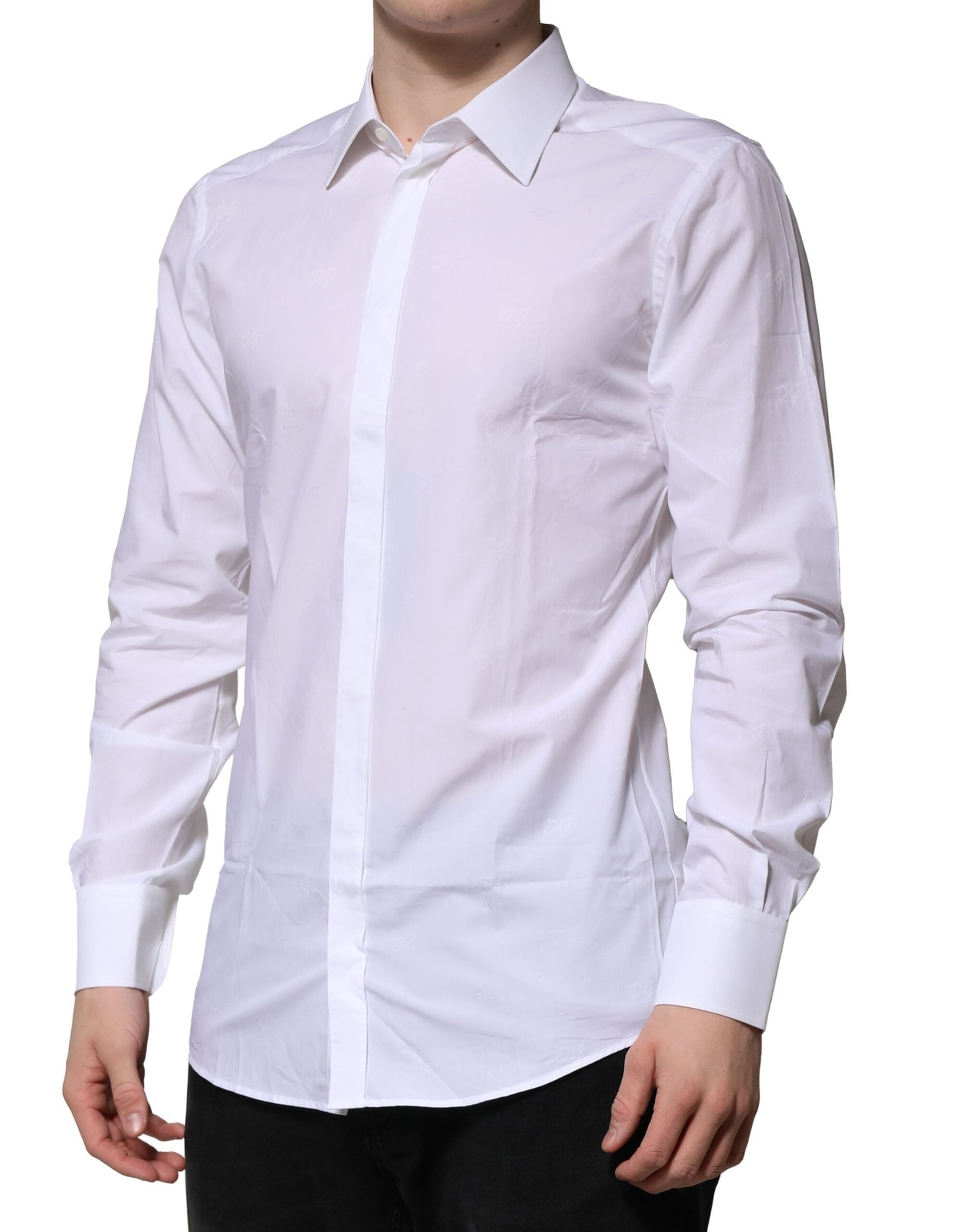 Dolce & Gabbana White GOLD Long Sleeves Dress Formal Men's Shirt (Pre-Owned)