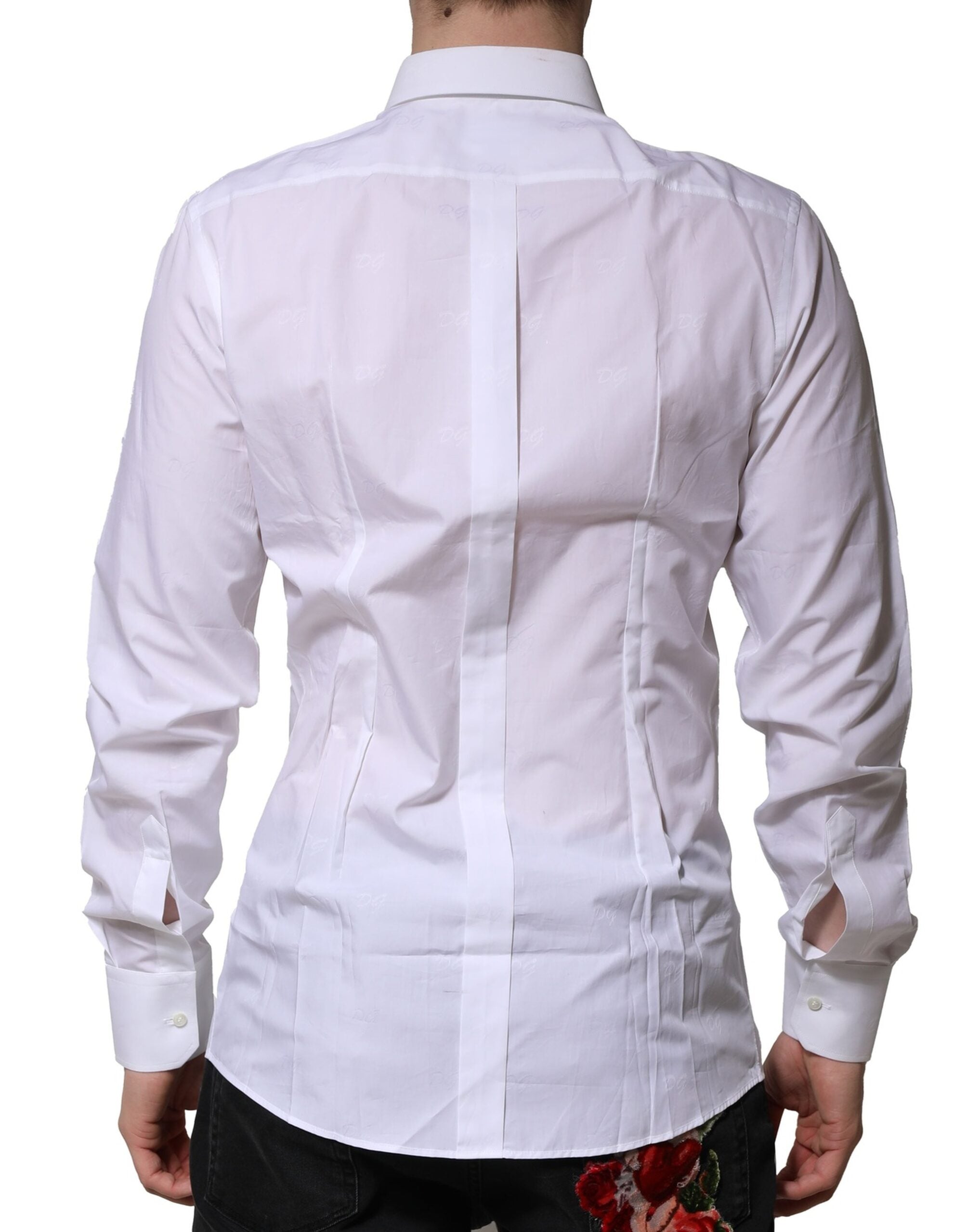 Dolce & Gabbana White GOLD Long Sleeves Dress Formal Men's Shirt (Pre-Owned)